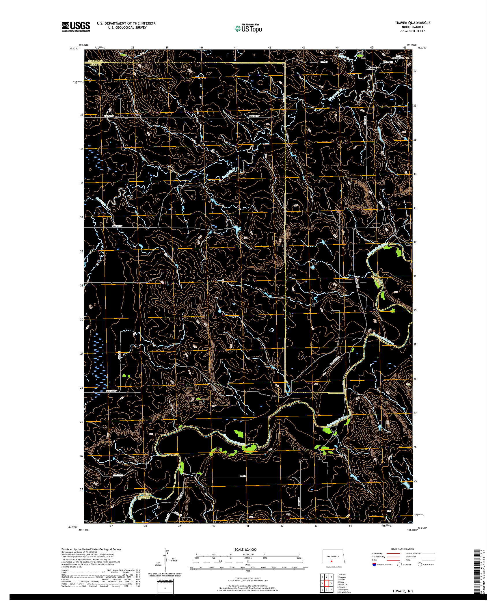 USGS US TOPO 7.5-MINUTE MAP FOR TIMMER, ND 2020