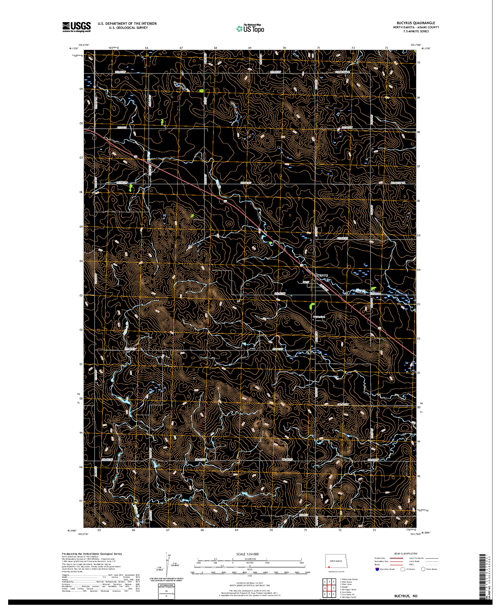 USGS US TOPO 7.5-MINUTE MAP FOR BUCYRUS, ND 2020