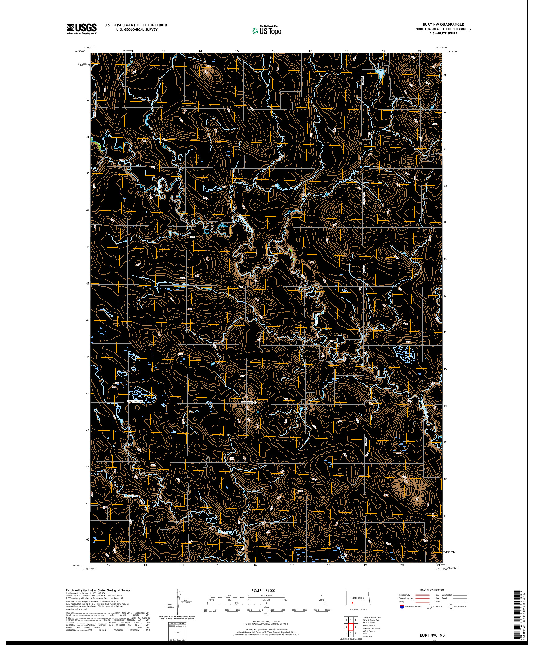 USGS US TOPO 7.5-MINUTE MAP FOR BURT NW, ND 2020