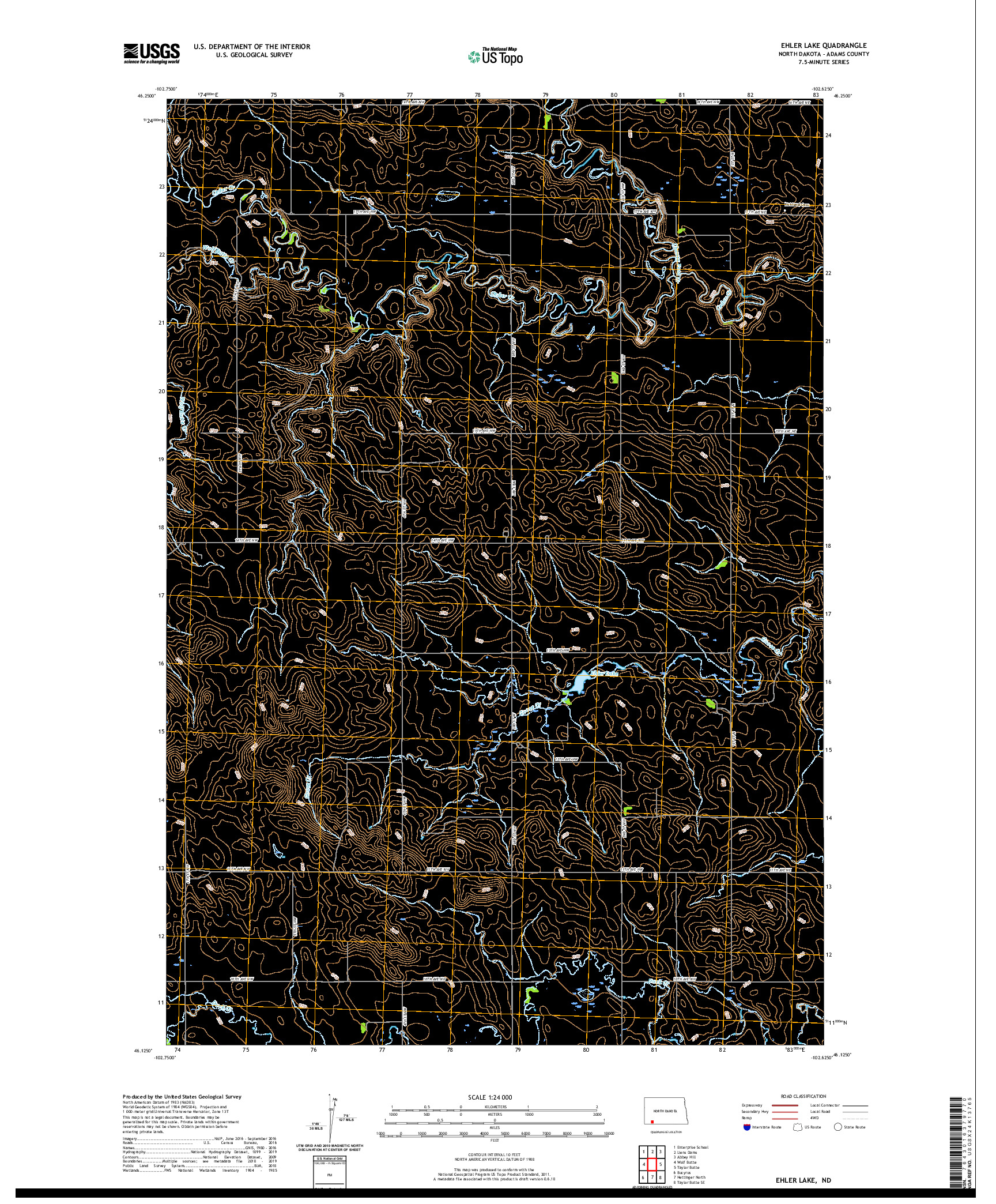 USGS US TOPO 7.5-MINUTE MAP FOR EHLER LAKE, ND 2020