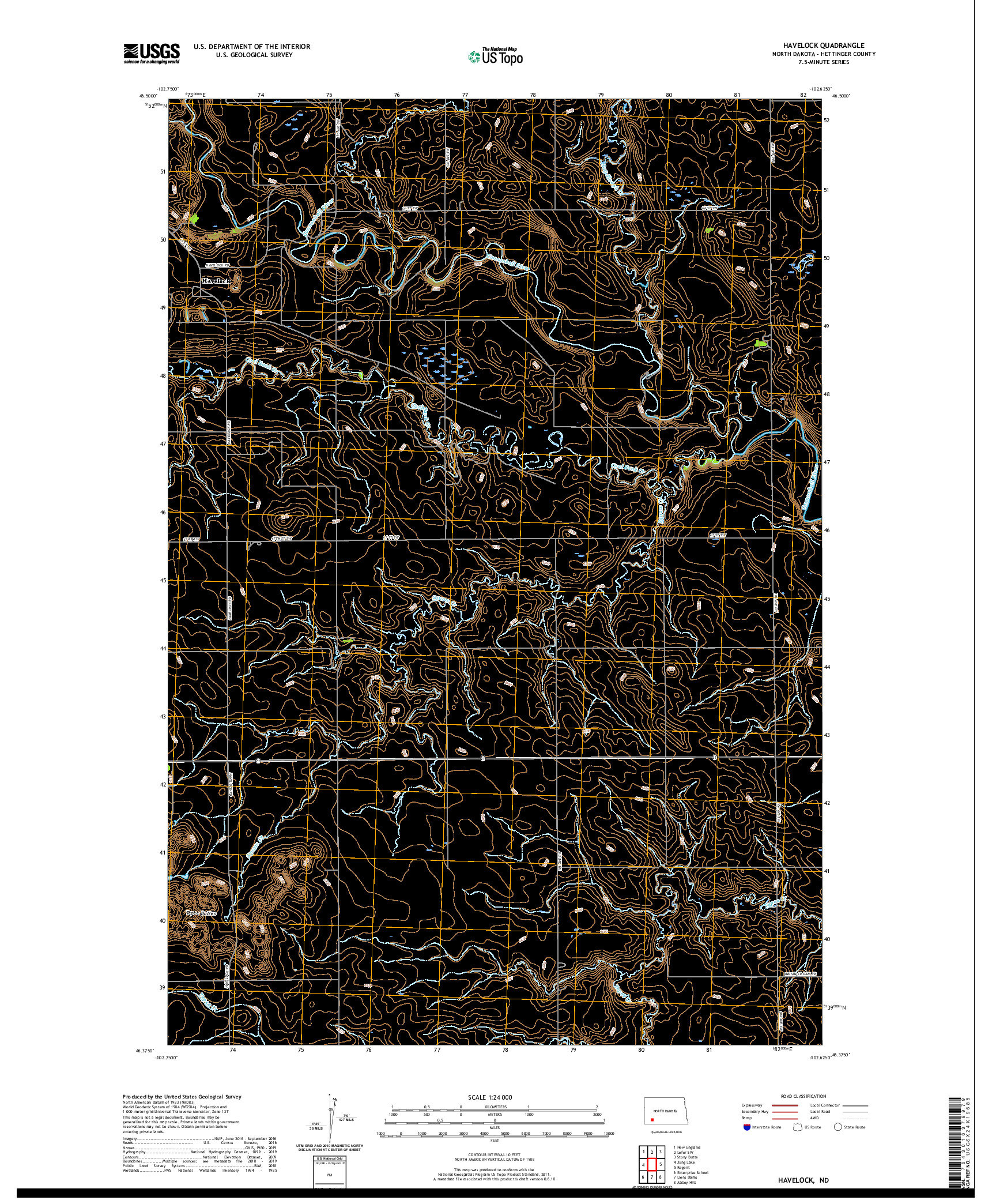 USGS US TOPO 7.5-MINUTE MAP FOR HAVELOCK, ND 2020