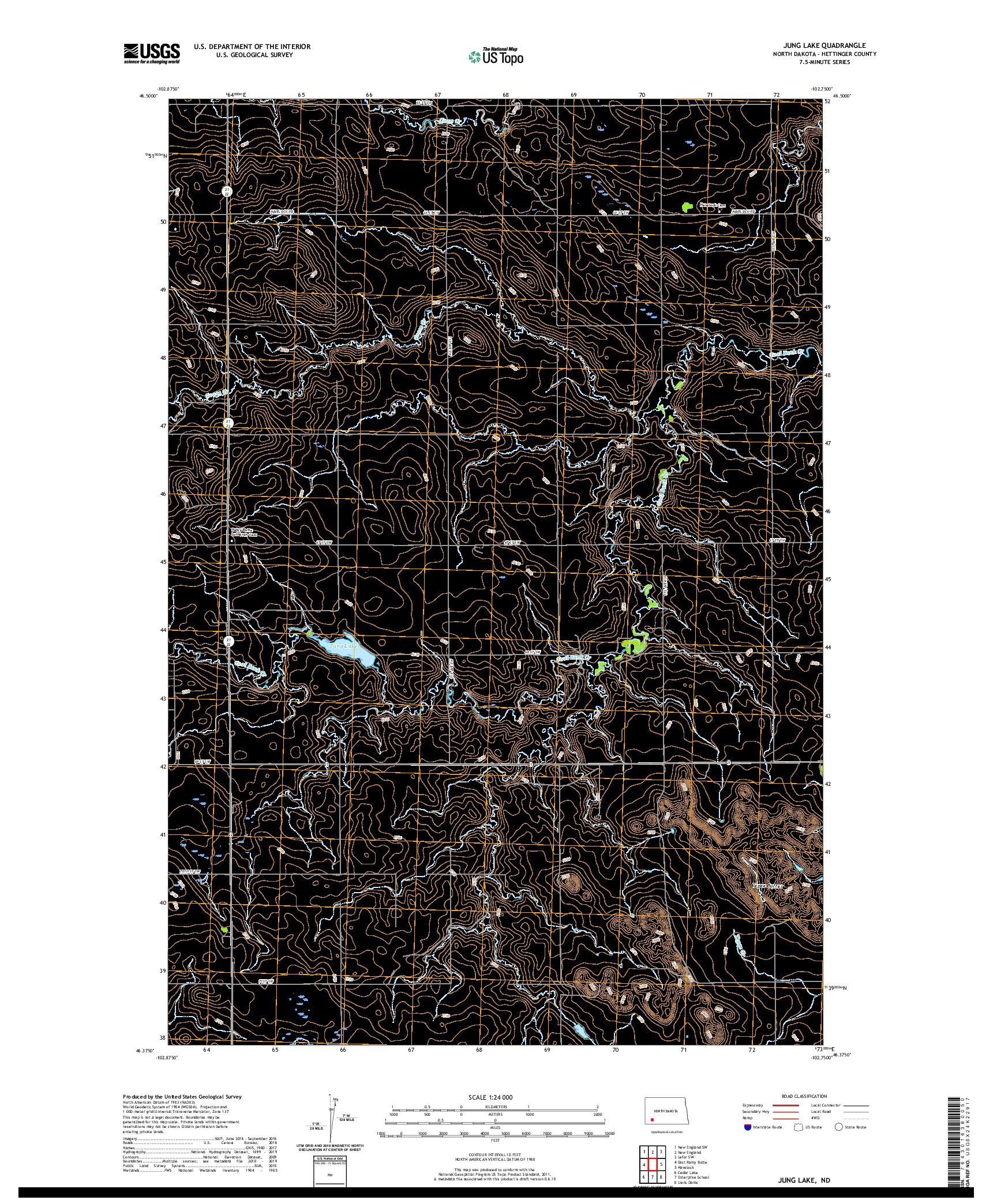 USGS US TOPO 7.5-MINUTE MAP FOR JUNG LAKE, ND 2020