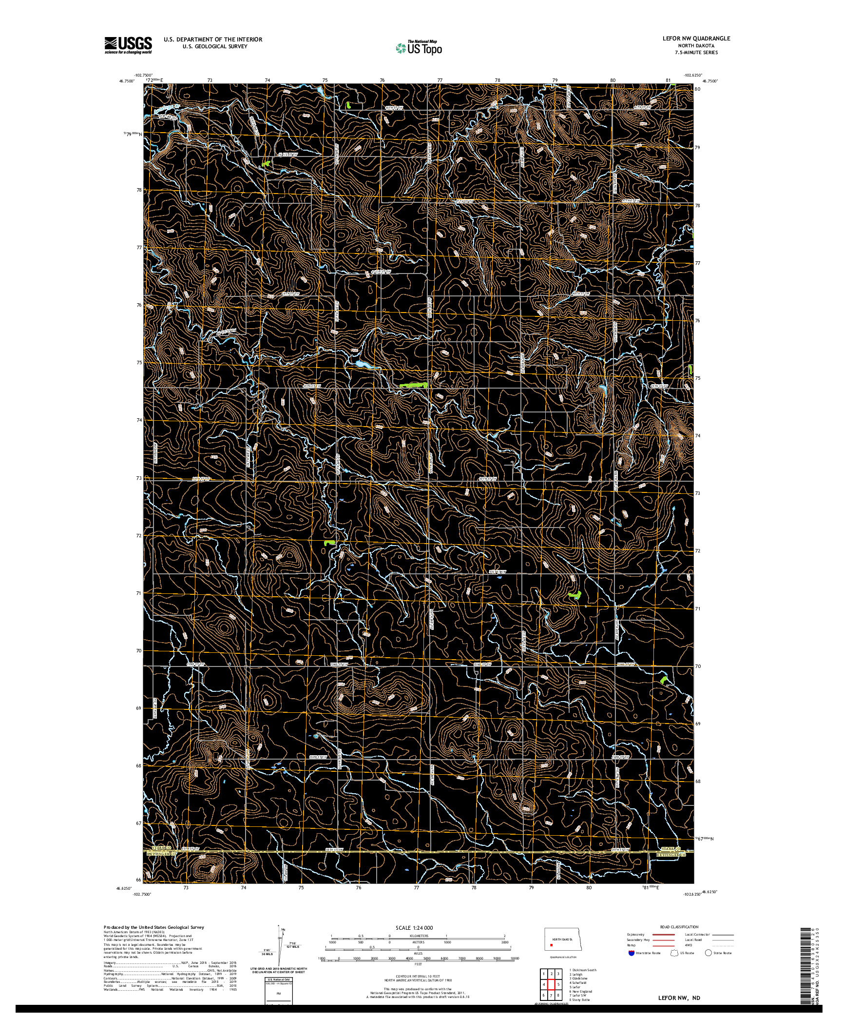 USGS US TOPO 7.5-MINUTE MAP FOR LEFOR NW, ND 2020