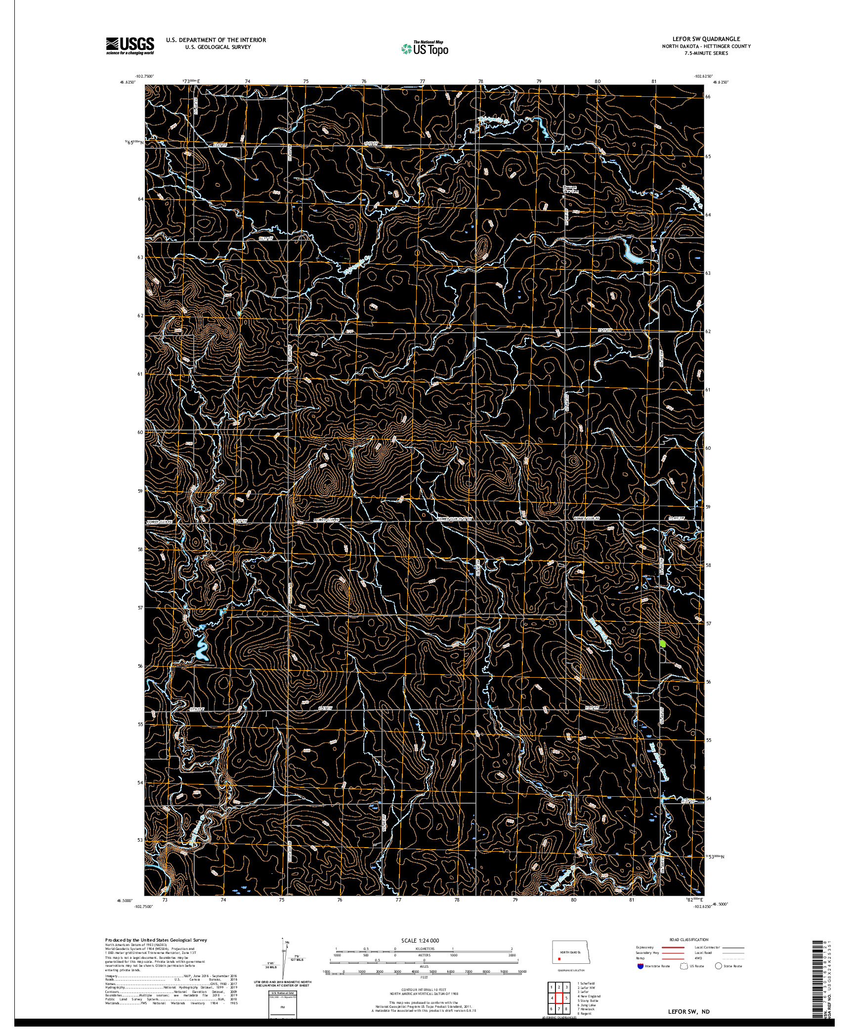 USGS US TOPO 7.5-MINUTE MAP FOR LEFOR SW, ND 2020