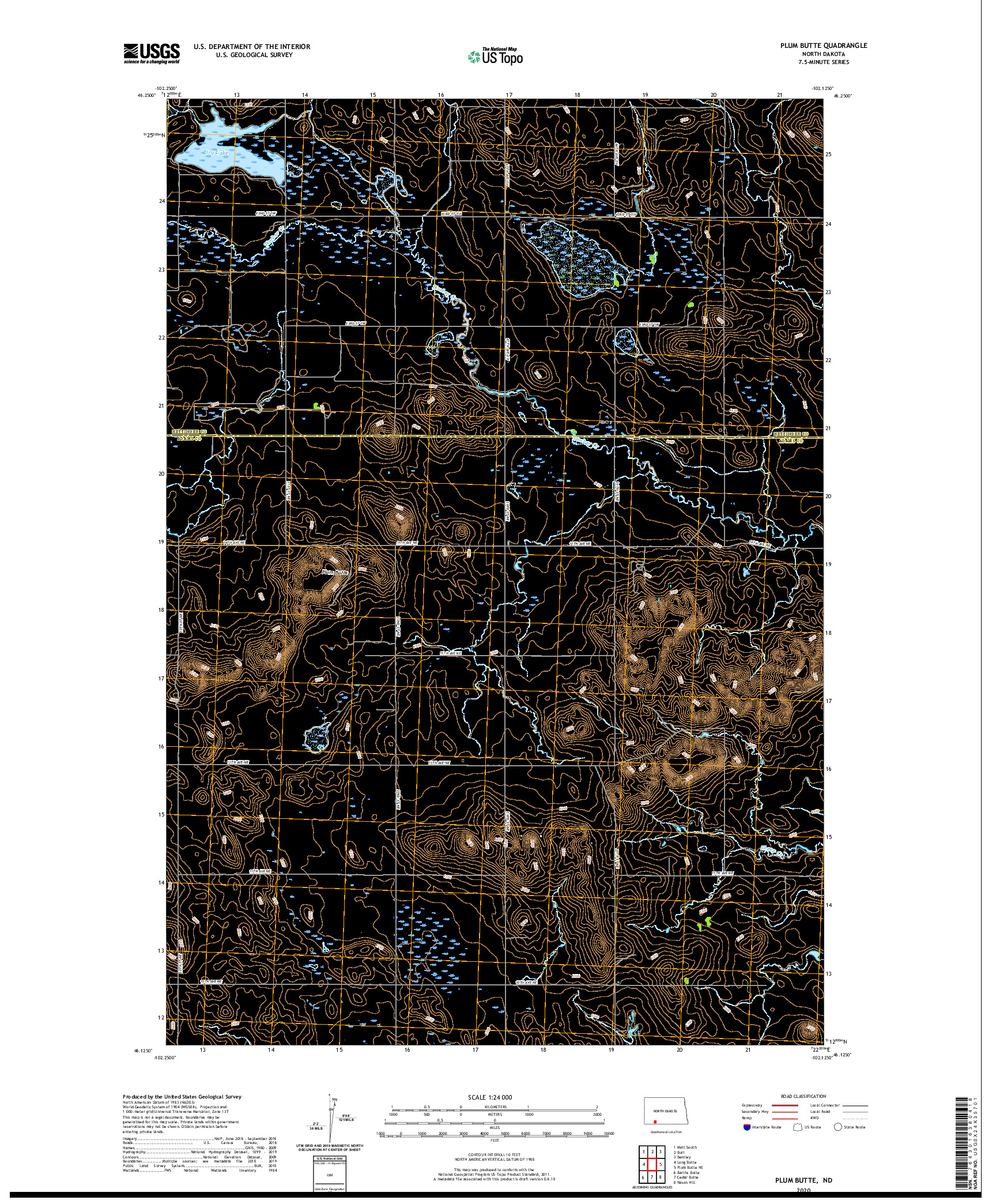 USGS US TOPO 7.5-MINUTE MAP FOR PLUM BUTTE, ND 2020