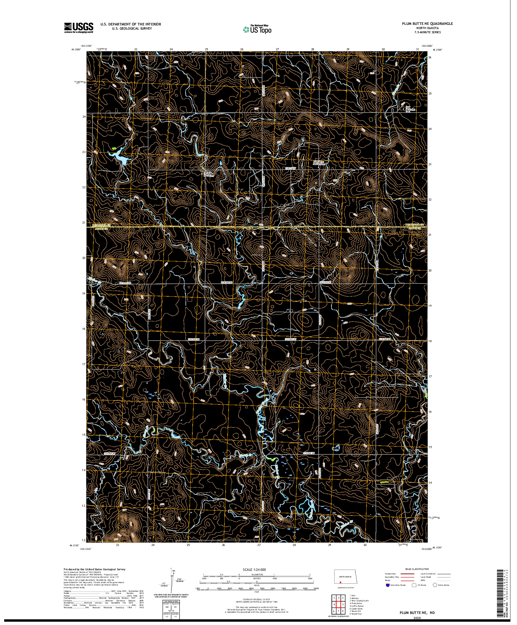 USGS US TOPO 7.5-MINUTE MAP FOR PLUM BUTTE NE, ND 2020