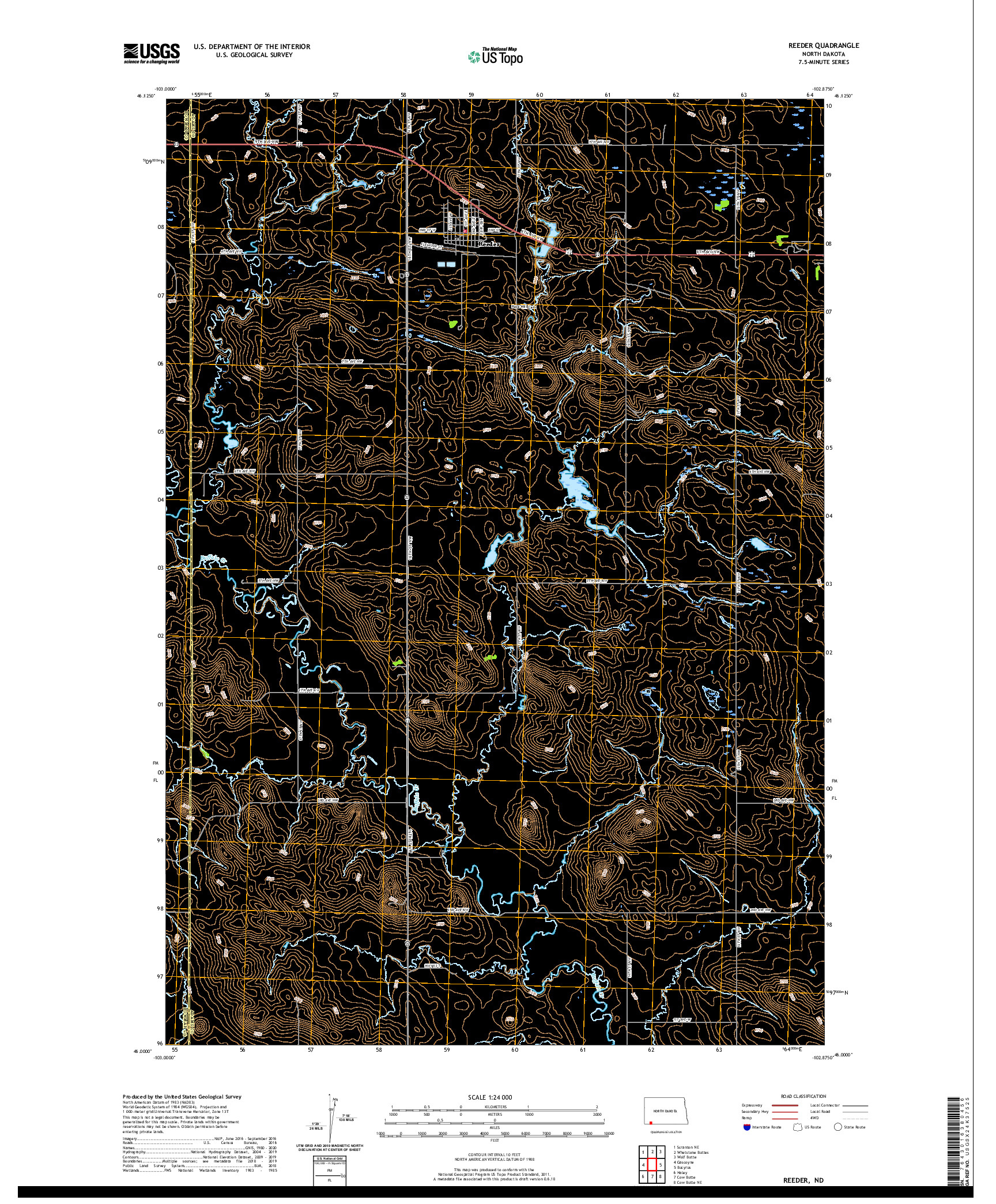 USGS US TOPO 7.5-MINUTE MAP FOR REEDER, ND 2020
