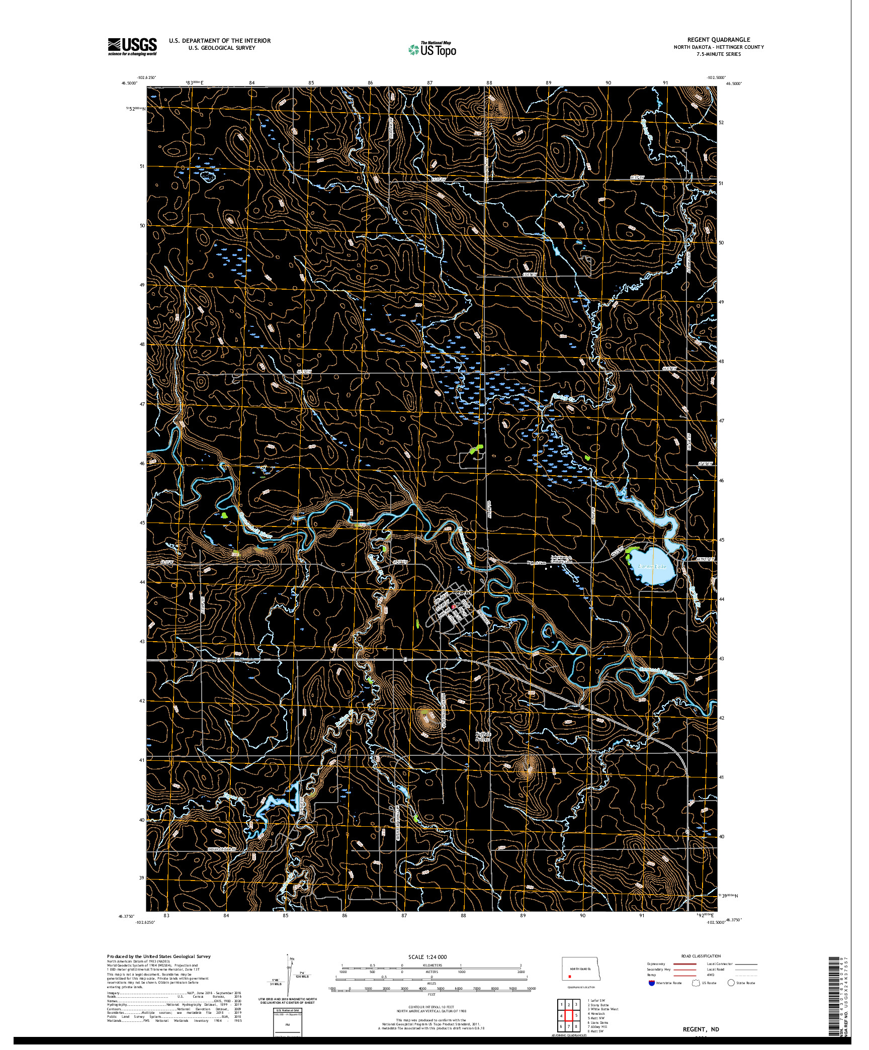 USGS US TOPO 7.5-MINUTE MAP FOR REGENT, ND 2020