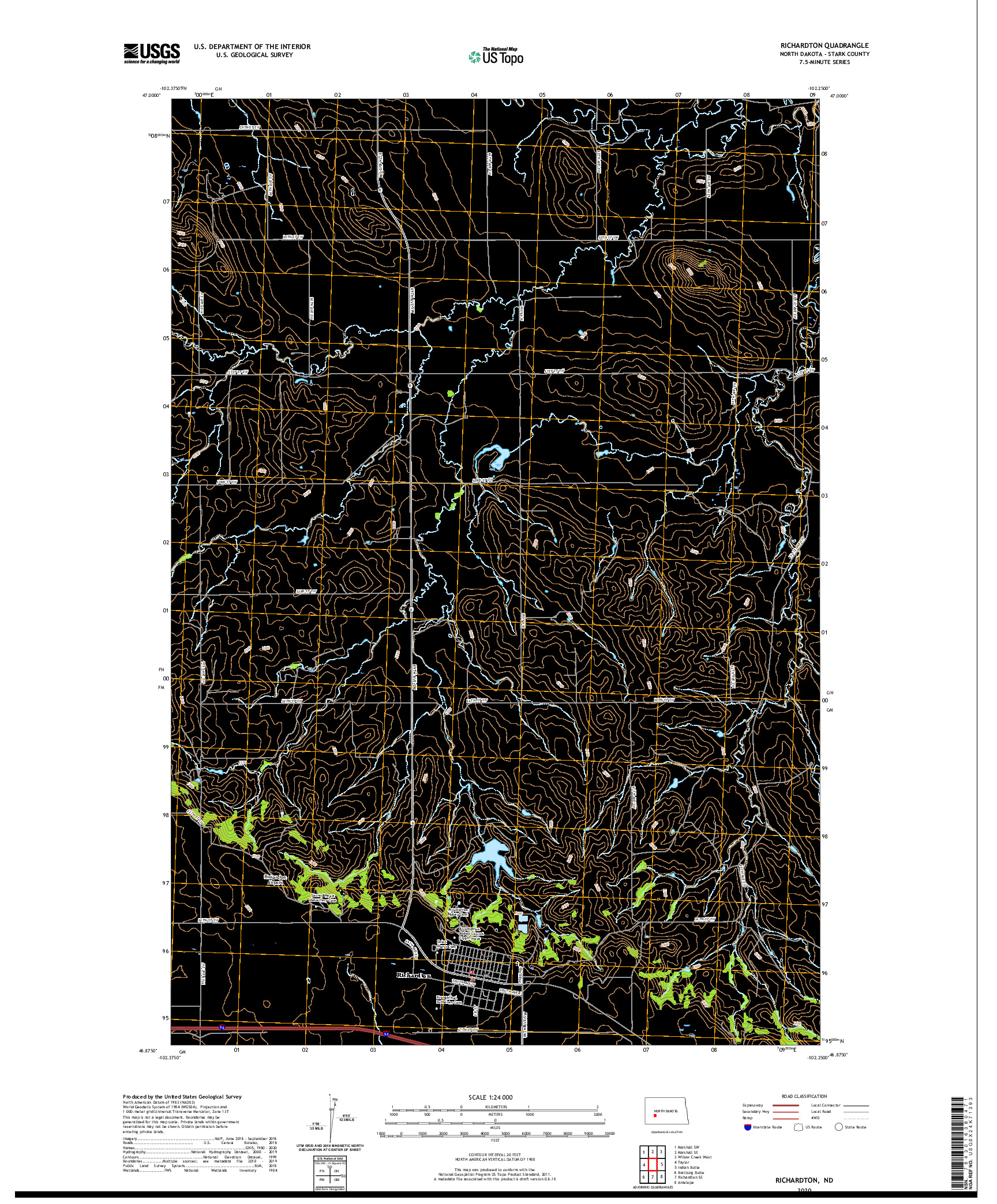 USGS US TOPO 7.5-MINUTE MAP FOR RICHARDTON, ND 2020