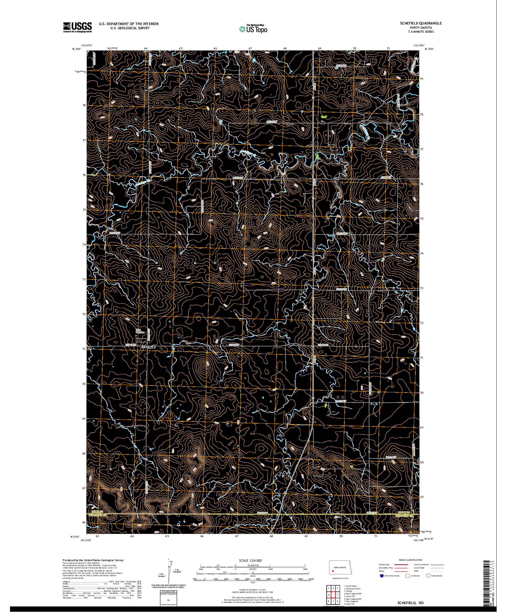 USGS US TOPO 7.5-MINUTE MAP FOR SCHEFIELD, ND 2020