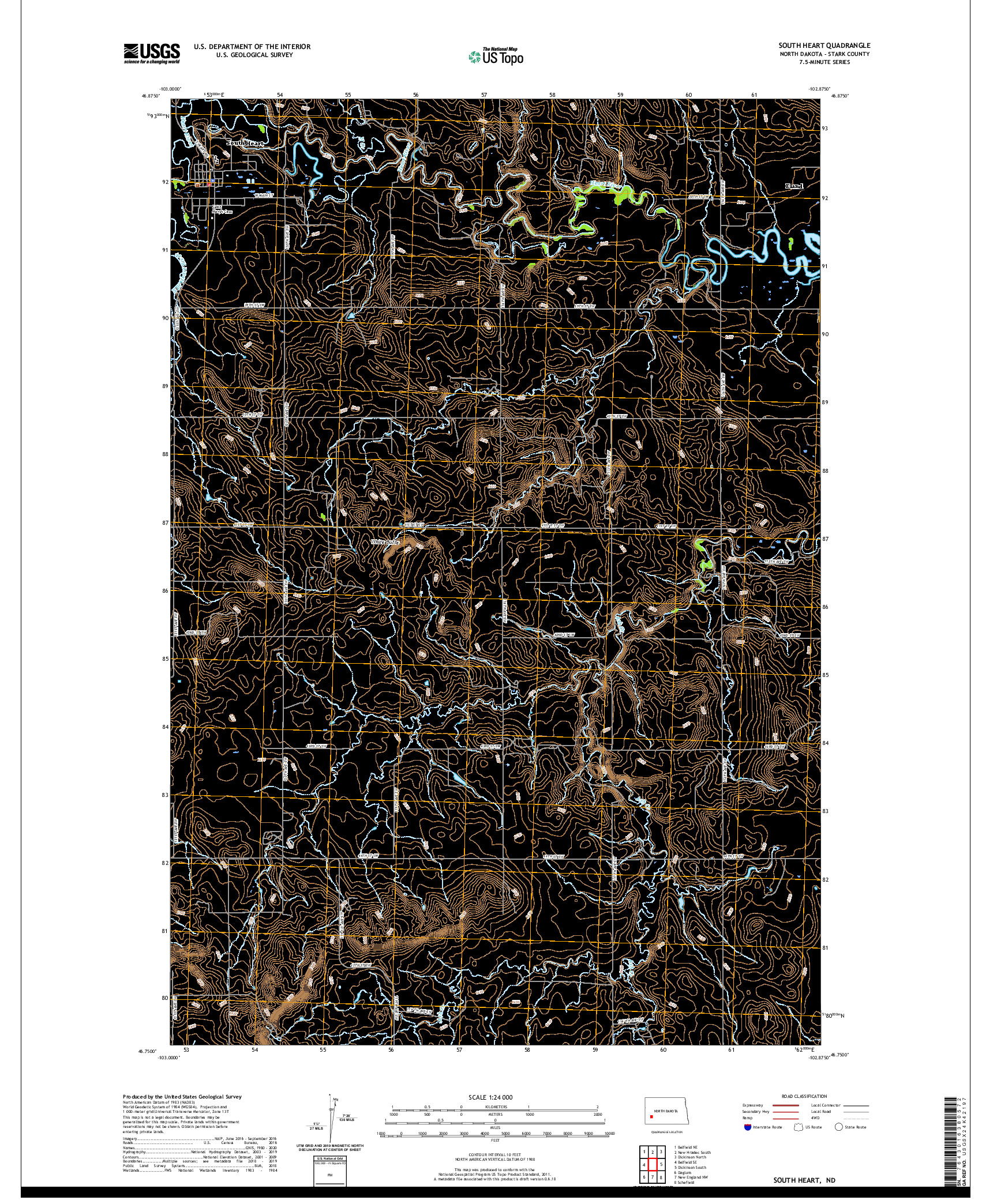 USGS US TOPO 7.5-MINUTE MAP FOR SOUTH HEART, ND 2020