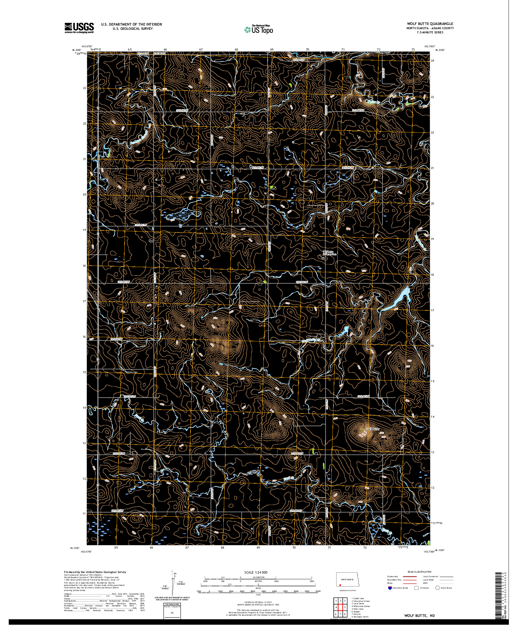 USGS US TOPO 7.5-MINUTE MAP FOR WOLF BUTTE, ND 2020