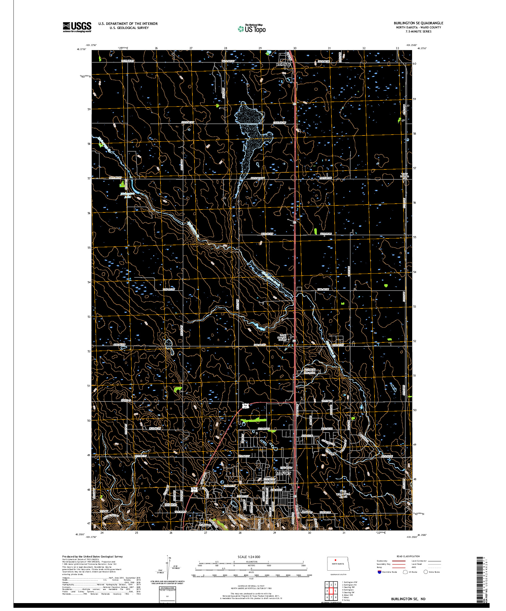 USGS US TOPO 7.5-MINUTE MAP FOR BURLINGTON SE, ND 2020