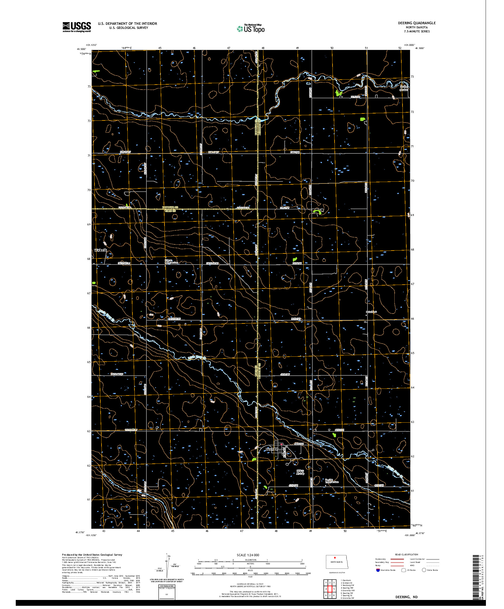 USGS US TOPO 7.5-MINUTE MAP FOR DEERING, ND 2020