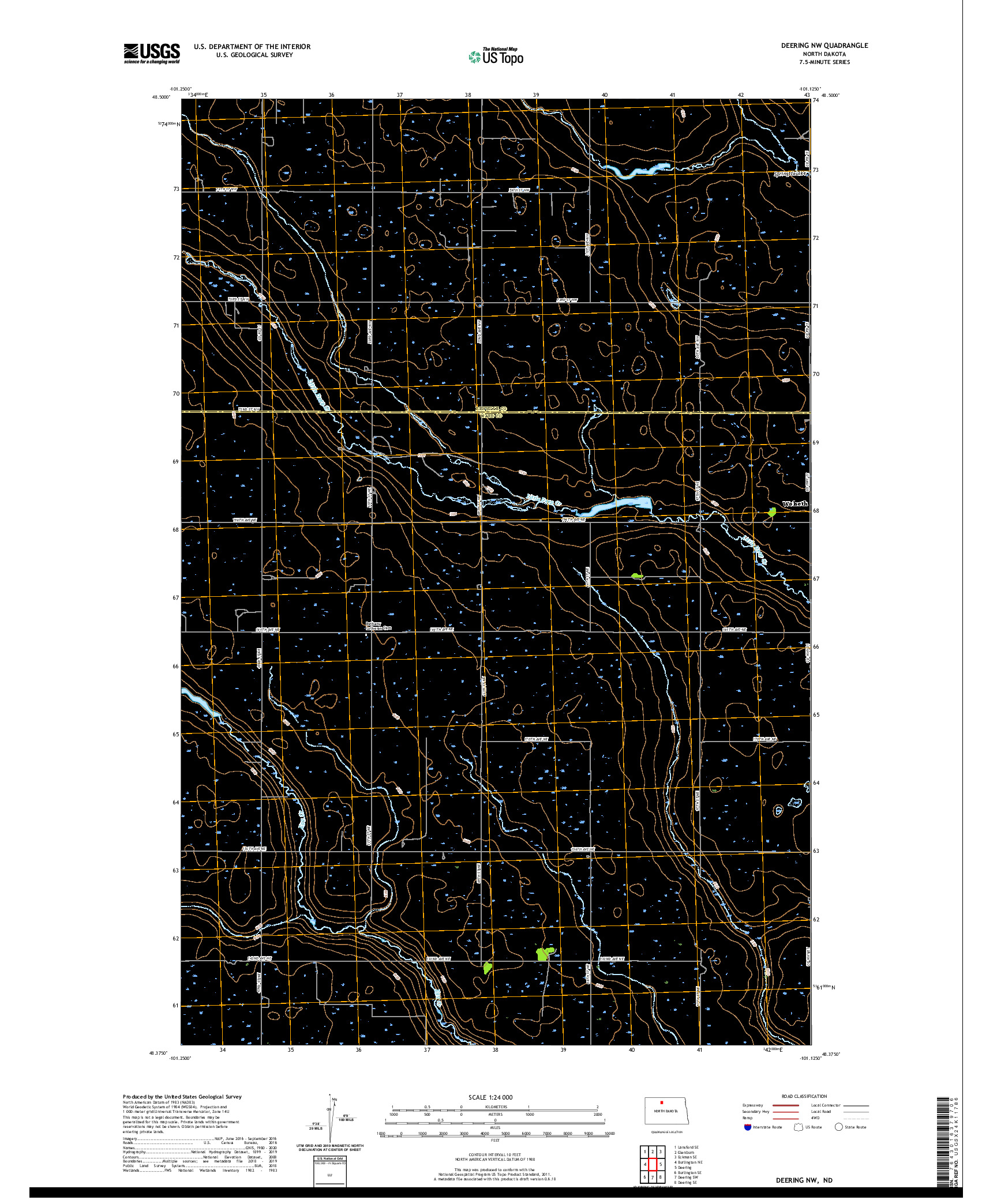 USGS US TOPO 7.5-MINUTE MAP FOR DEERING NW, ND 2020