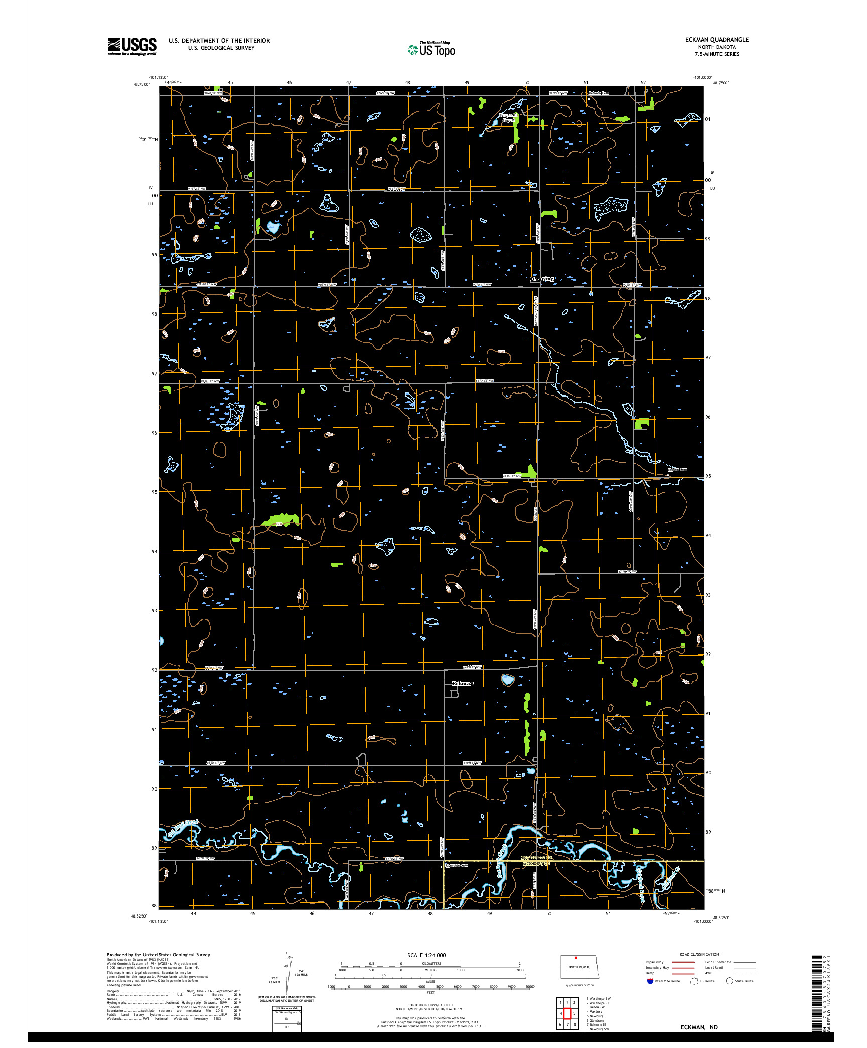 USGS US TOPO 7.5-MINUTE MAP FOR ECKMAN, ND 2020