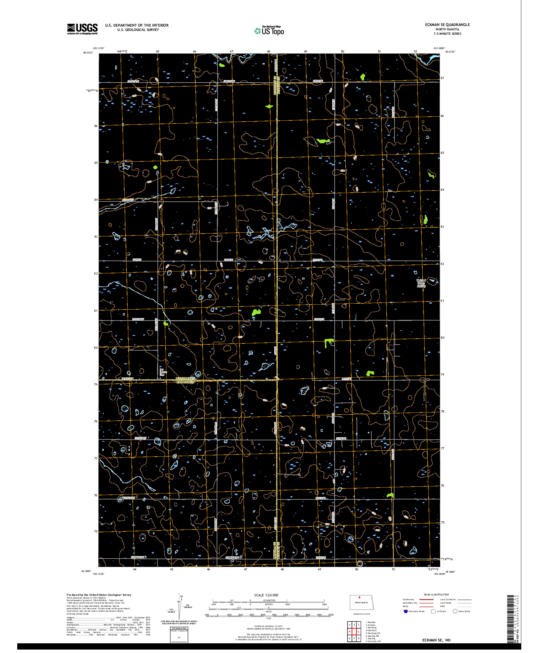 USGS US TOPO 7.5-MINUTE MAP FOR ECKMAN SE, ND 2020