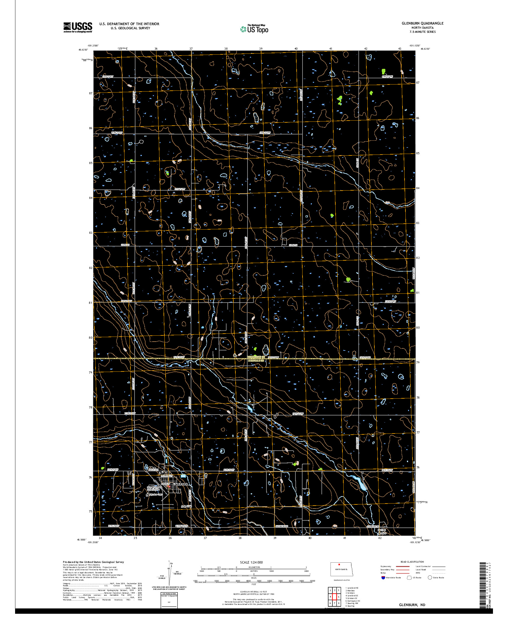 USGS US TOPO 7.5-MINUTE MAP FOR GLENBURN, ND 2020
