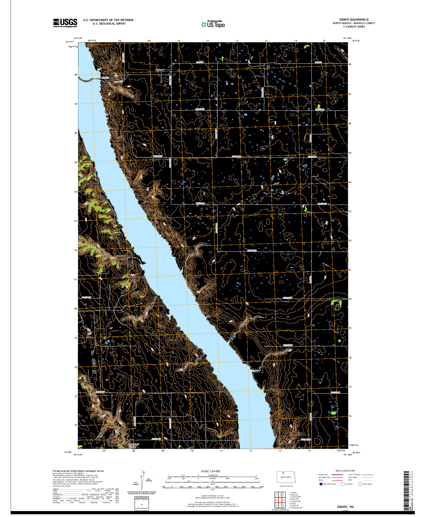 USGS US TOPO 7.5-MINUTE MAP FOR GRANO, ND 2020