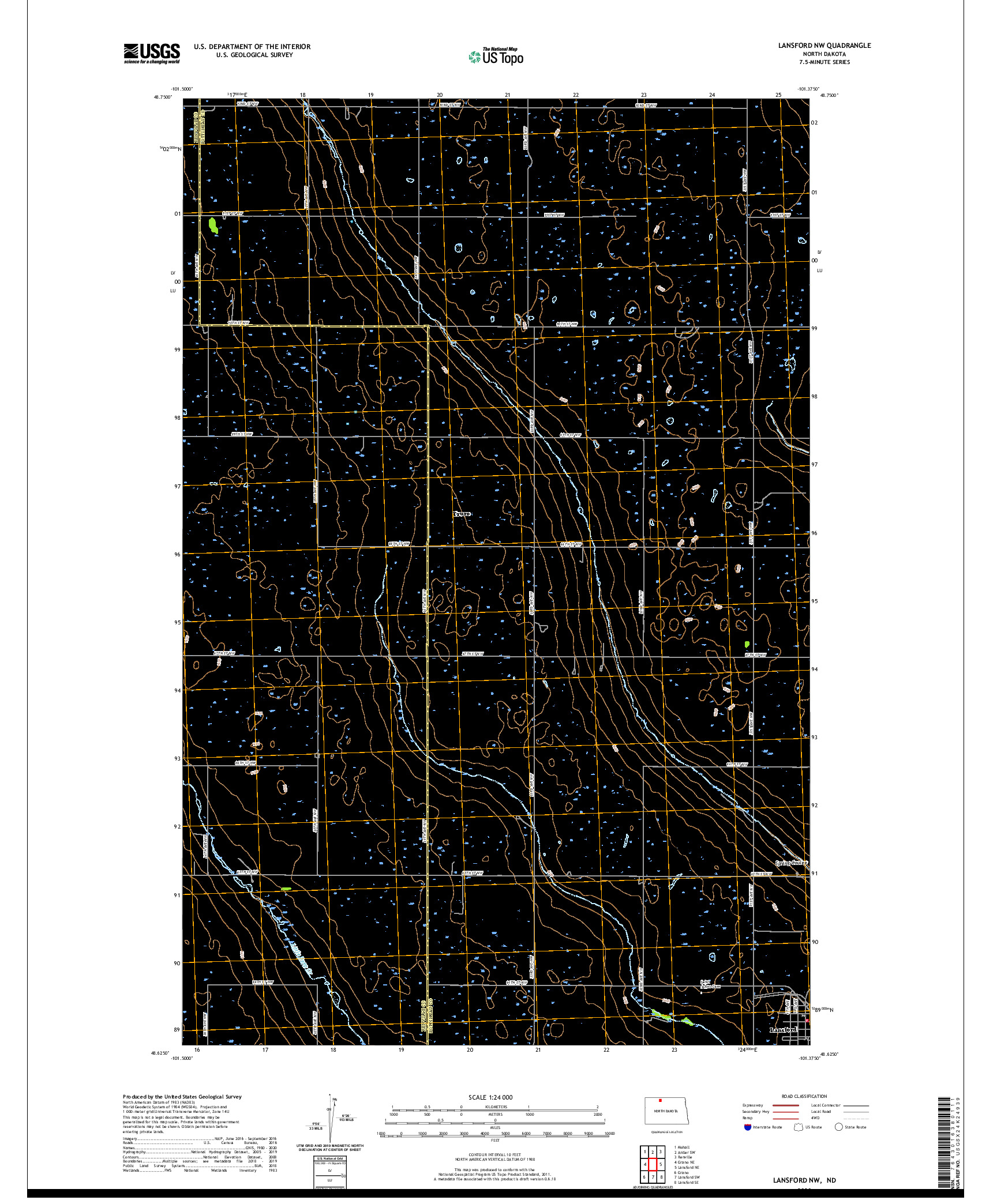 USGS US TOPO 7.5-MINUTE MAP FOR LANSFORD NW, ND 2020