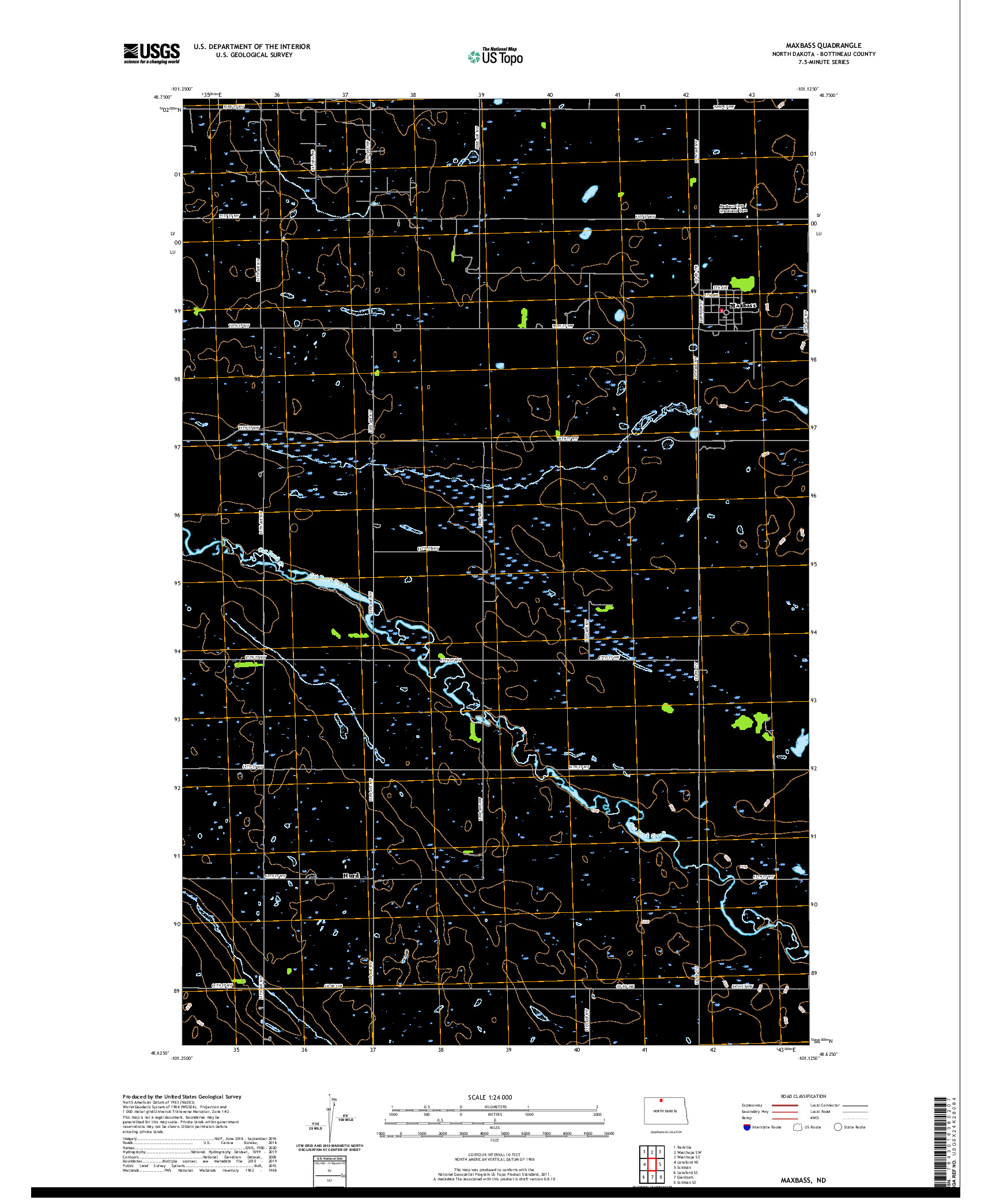 USGS US TOPO 7.5-MINUTE MAP FOR MAXBASS, ND 2020