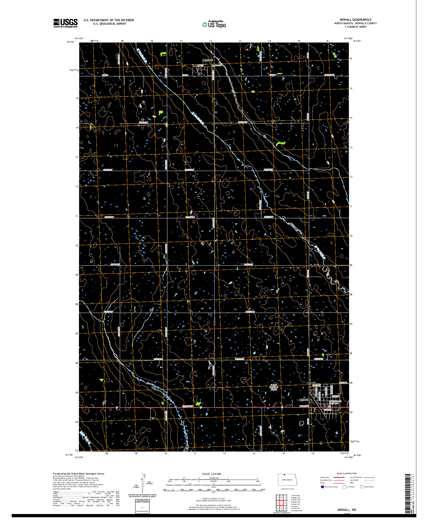 USGS US TOPO 7.5-MINUTE MAP FOR MOHALL, ND 2020