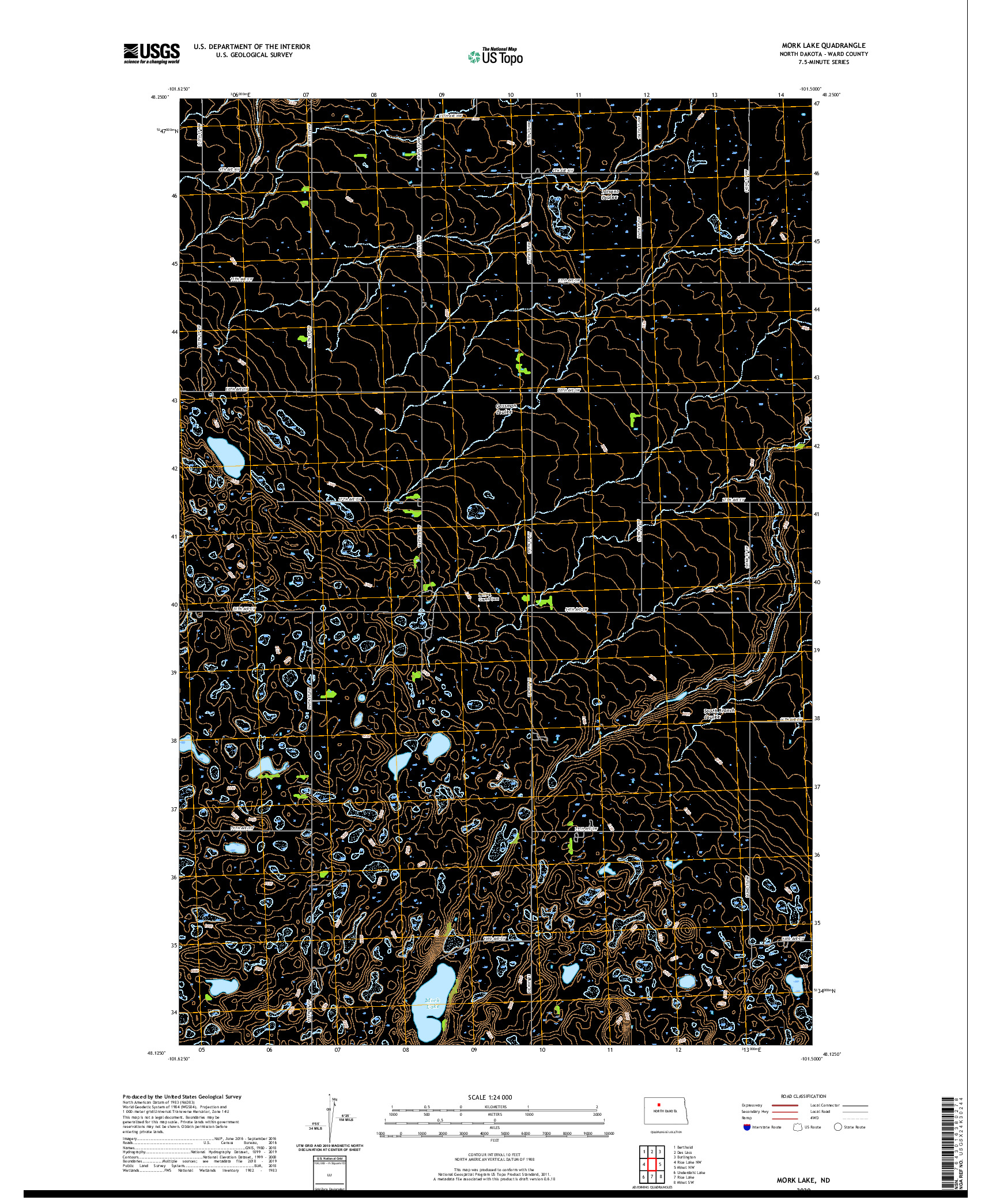 USGS US TOPO 7.5-MINUTE MAP FOR MORK LAKE, ND 2020