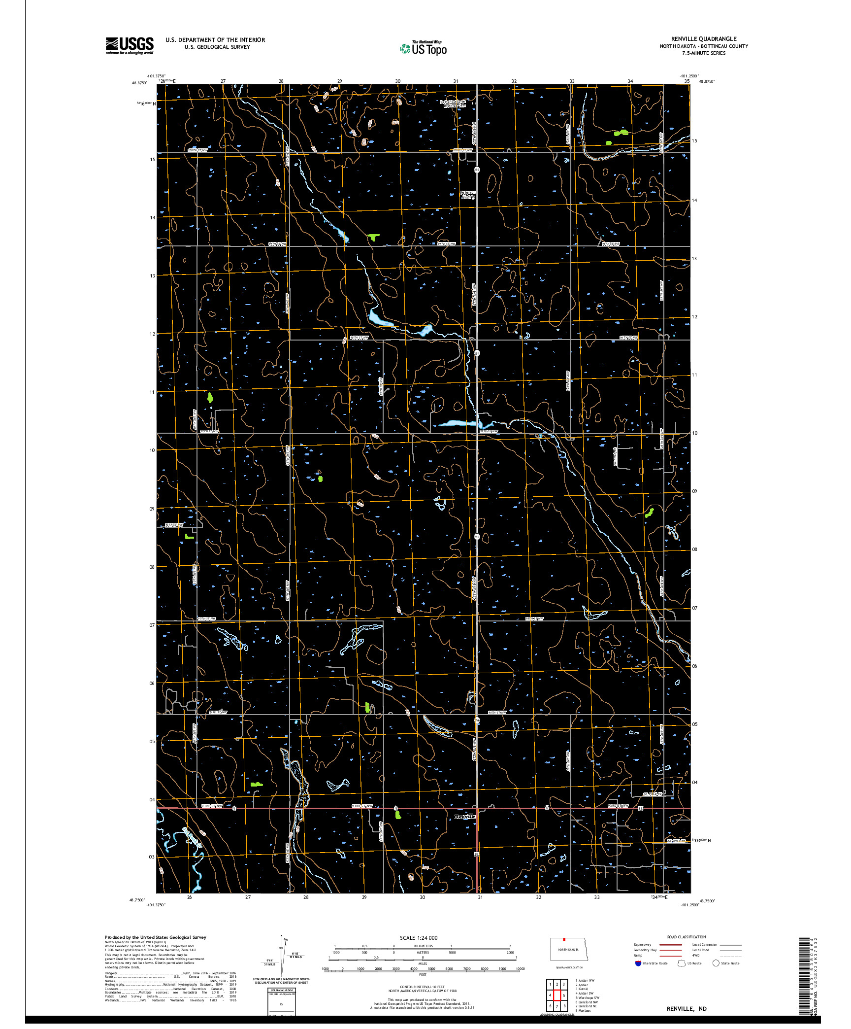 USGS US TOPO 7.5-MINUTE MAP FOR RENVILLE, ND 2020