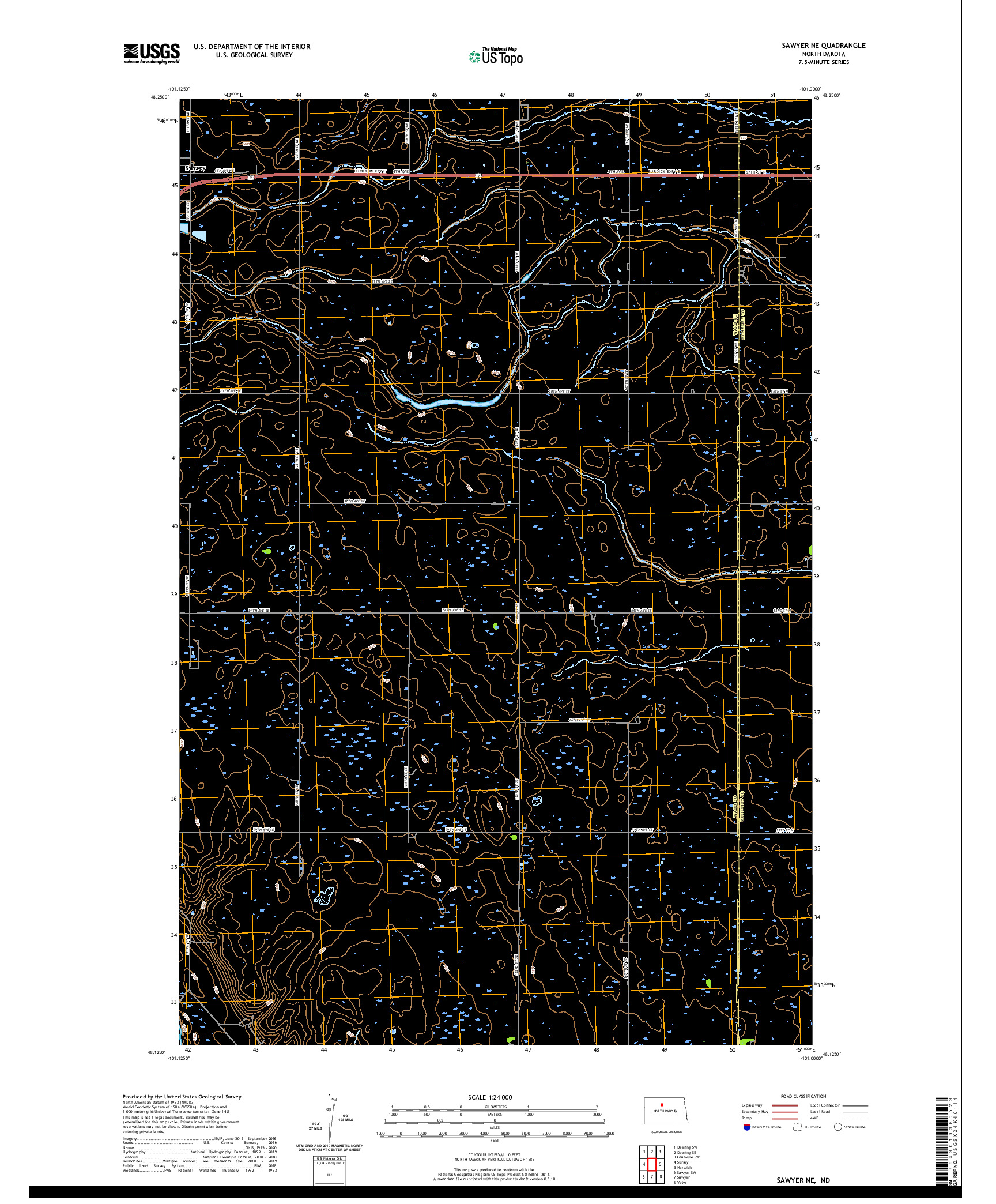 USGS US TOPO 7.5-MINUTE MAP FOR SAWYER NE, ND 2020