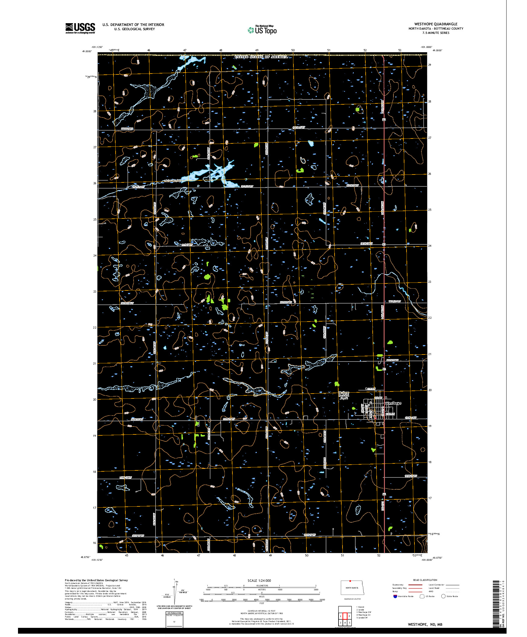 USGS US TOPO 7.5-MINUTE MAP FOR WESTHOPE, ND,MB 2020