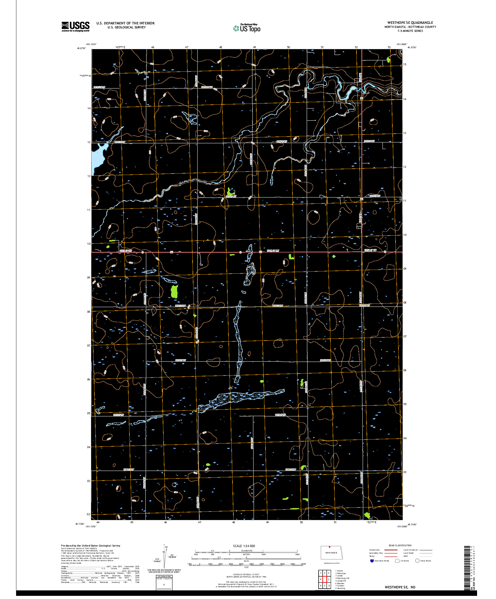 USGS US TOPO 7.5-MINUTE MAP FOR WESTHOPE SE, ND 2020