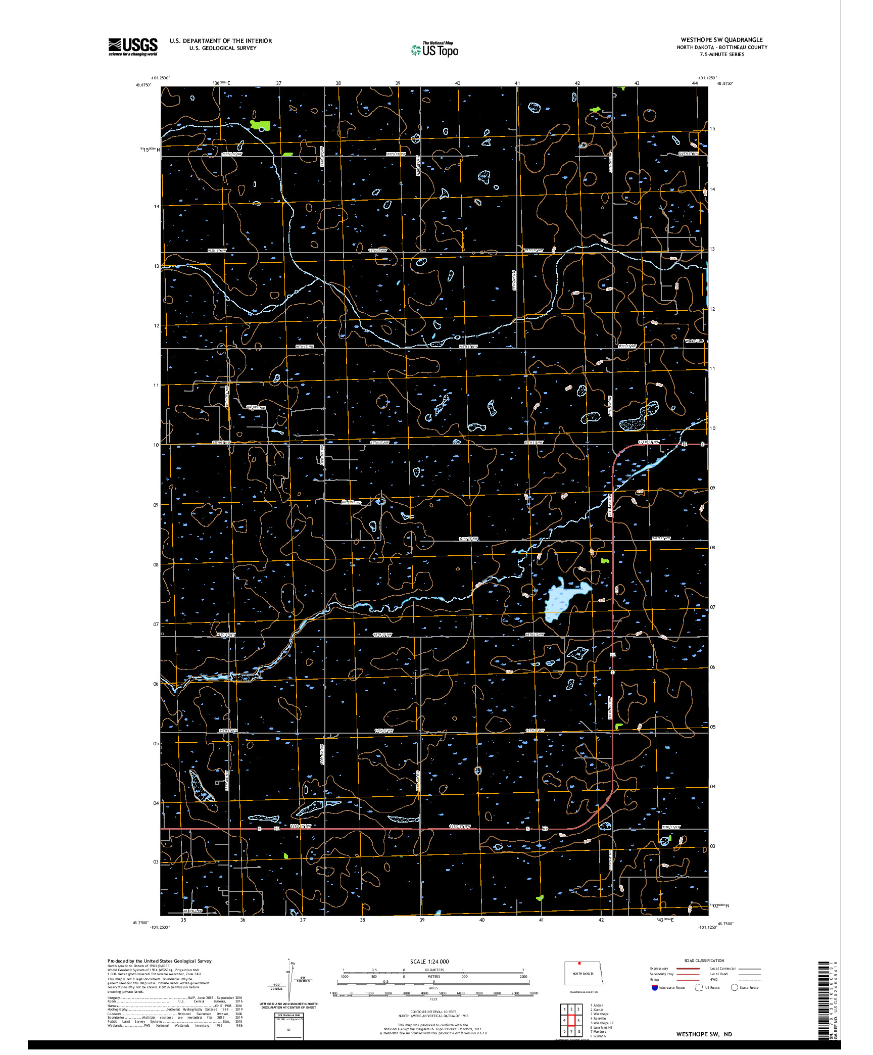 USGS US TOPO 7.5-MINUTE MAP FOR WESTHOPE SW, ND 2020