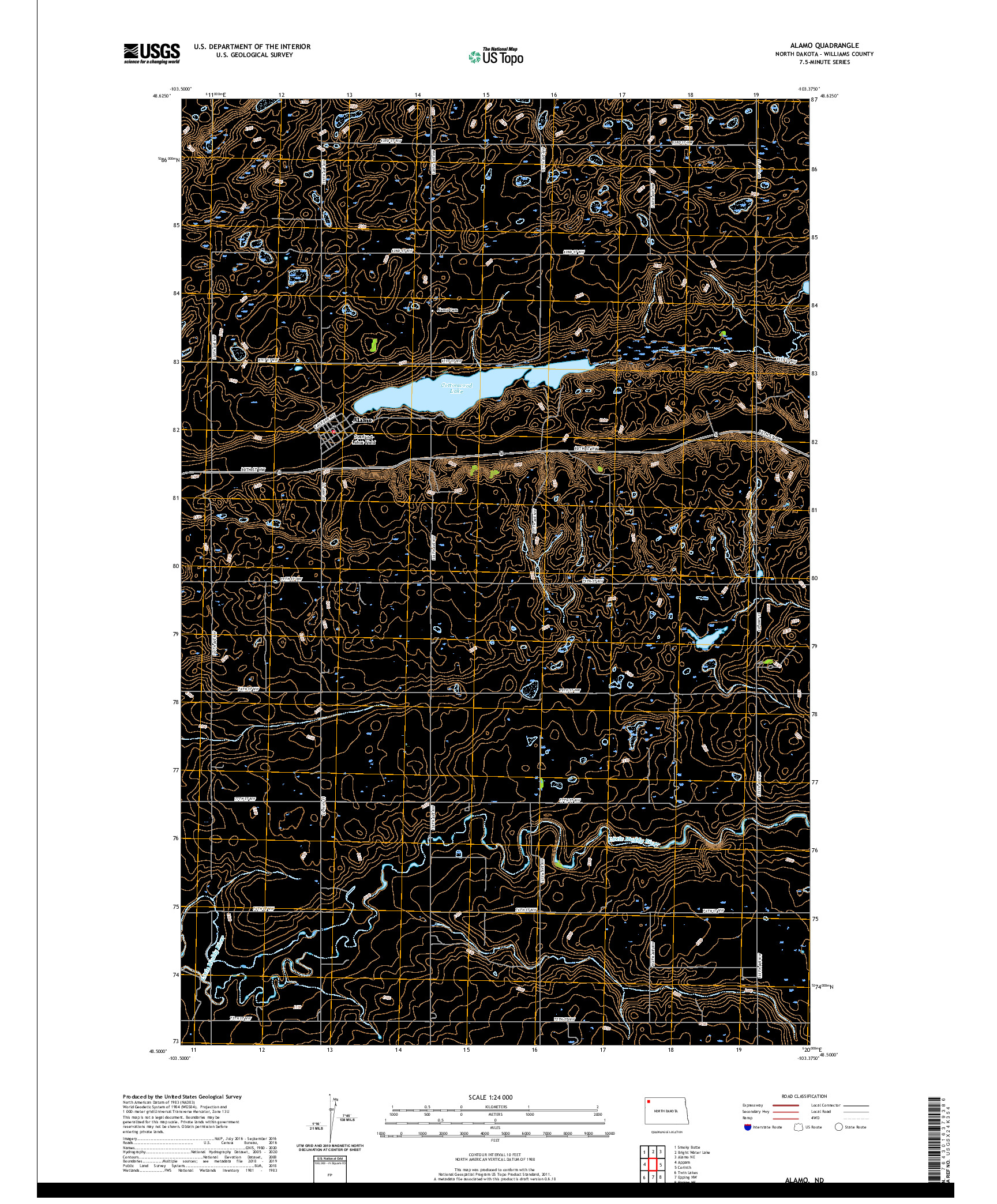 USGS US TOPO 7.5-MINUTE MAP FOR ALAMO, ND 2020