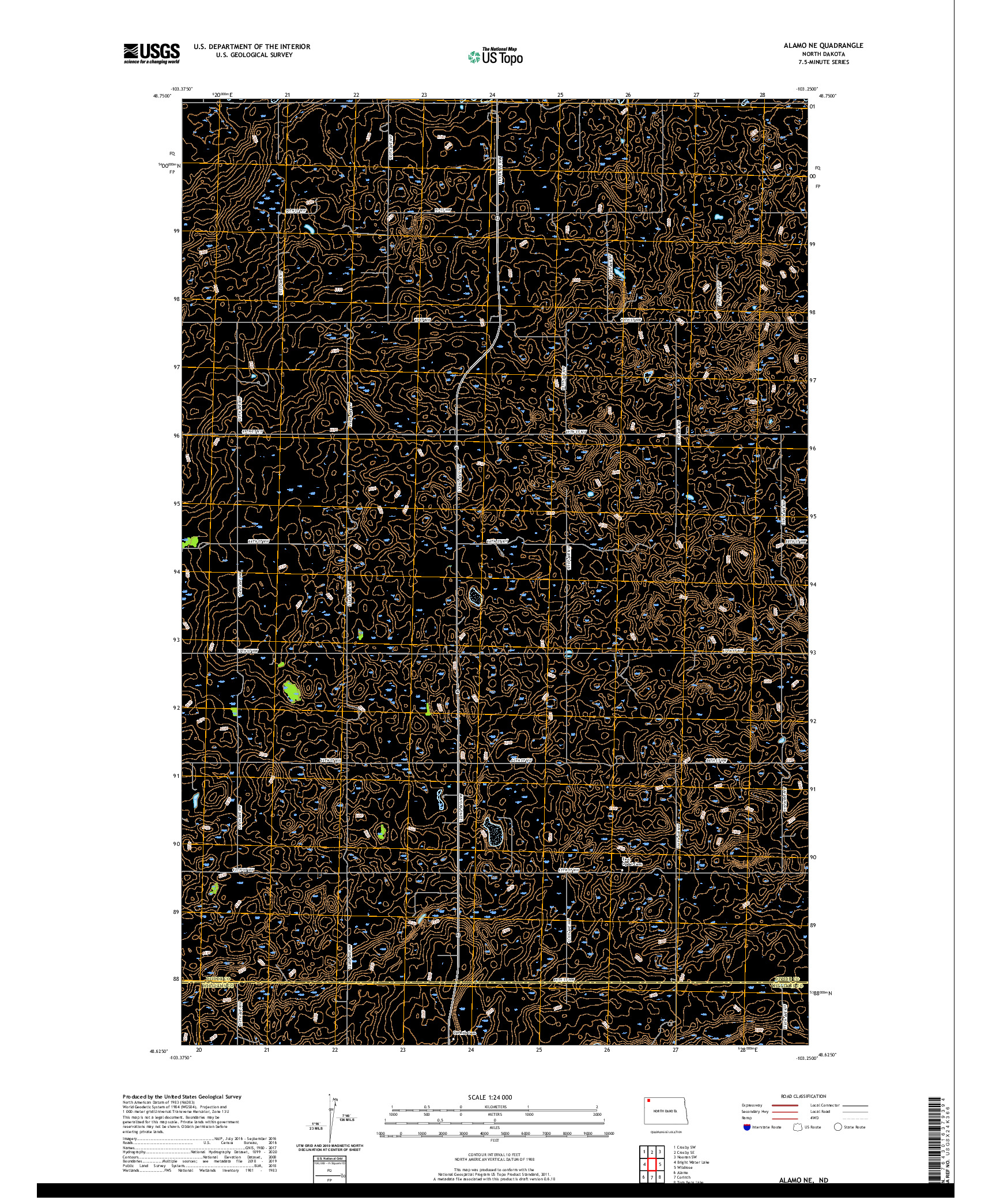 USGS US TOPO 7.5-MINUTE MAP FOR ALAMO NE, ND 2020