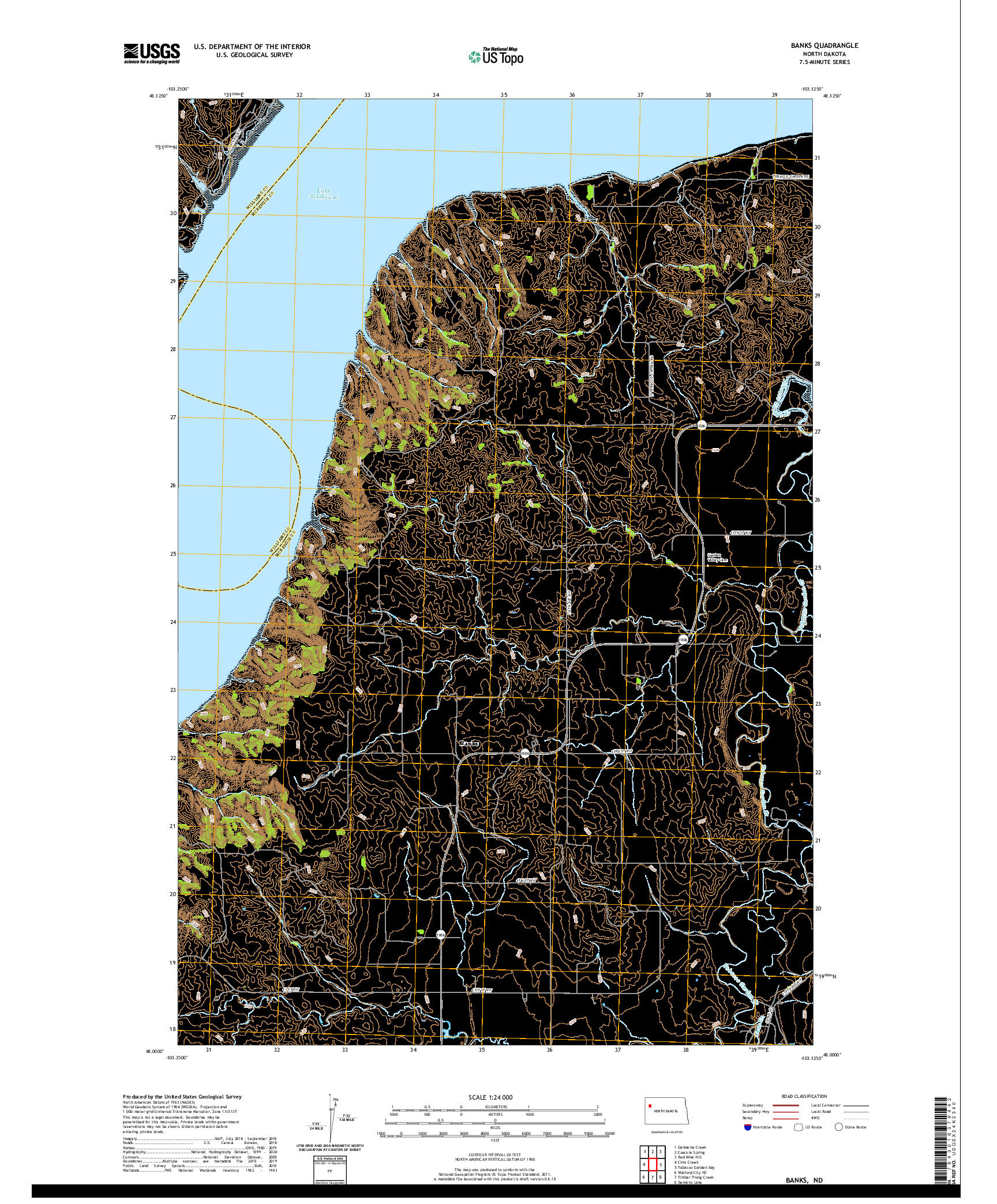USGS US TOPO 7.5-MINUTE MAP FOR BANKS, ND 2020