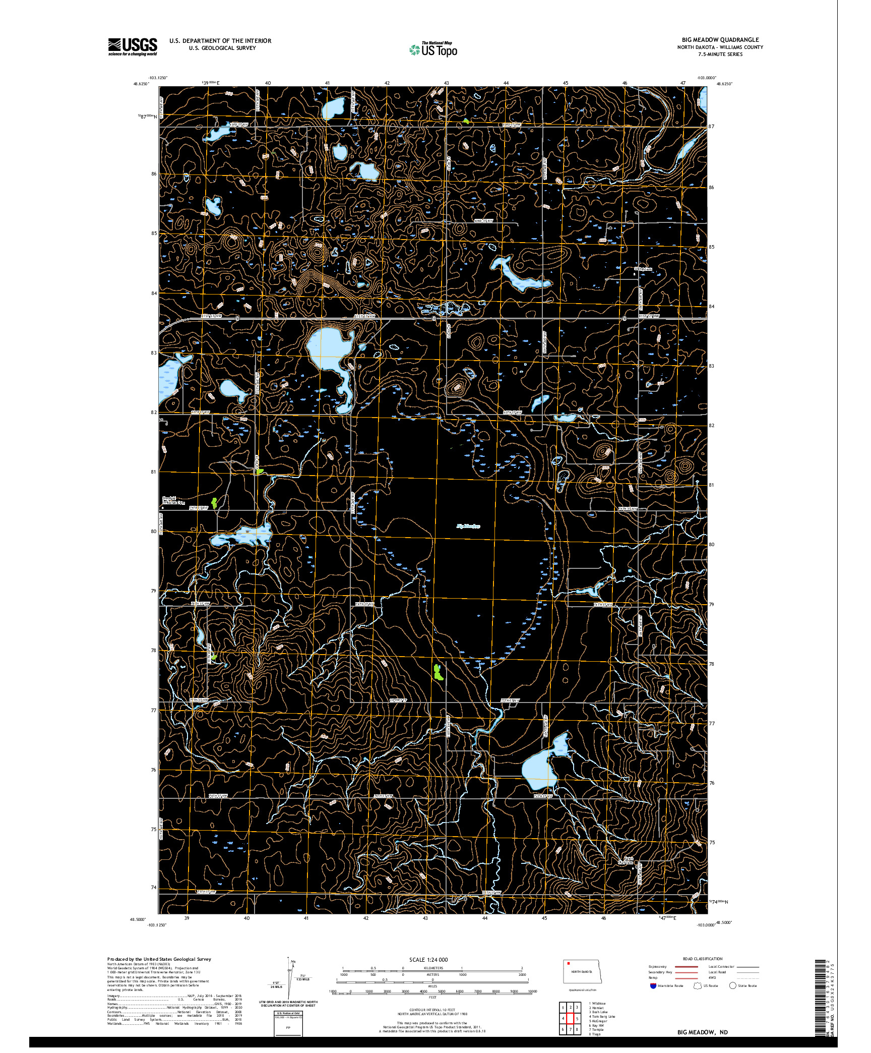 USGS US TOPO 7.5-MINUTE MAP FOR BIG MEADOW, ND 2020