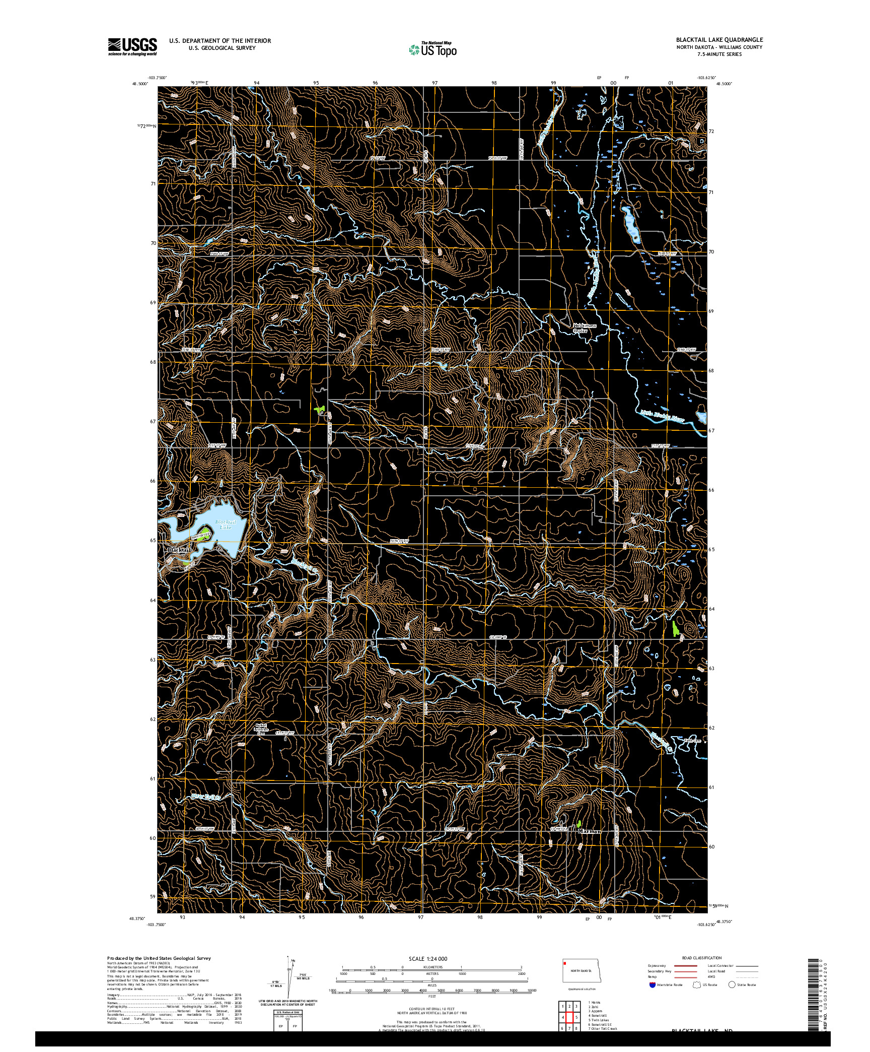 USGS US TOPO 7.5-MINUTE MAP FOR BLACKTAIL LAKE, ND 2020