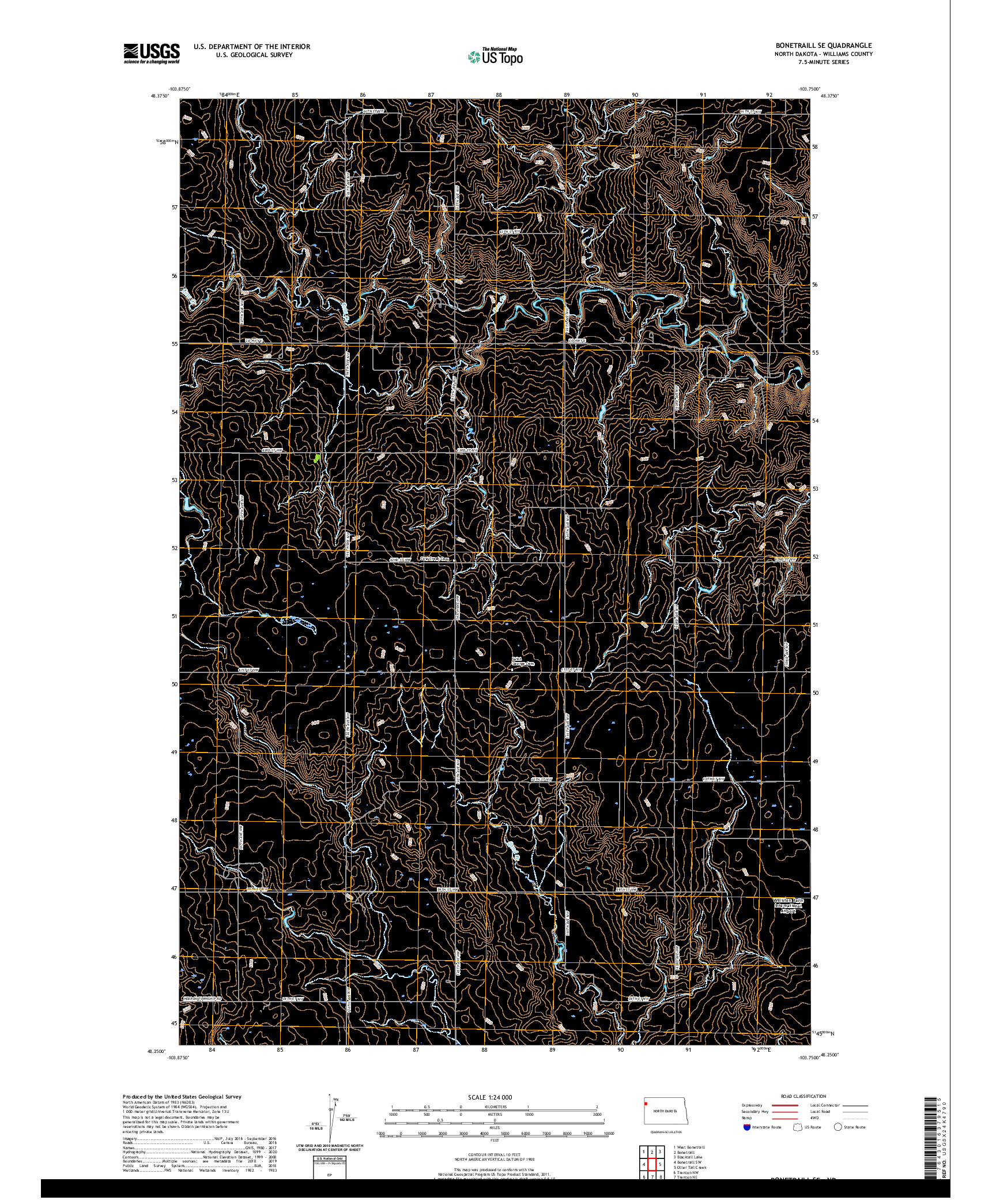 USGS US TOPO 7.5-MINUTE MAP FOR BONETRAILL SE, ND 2020