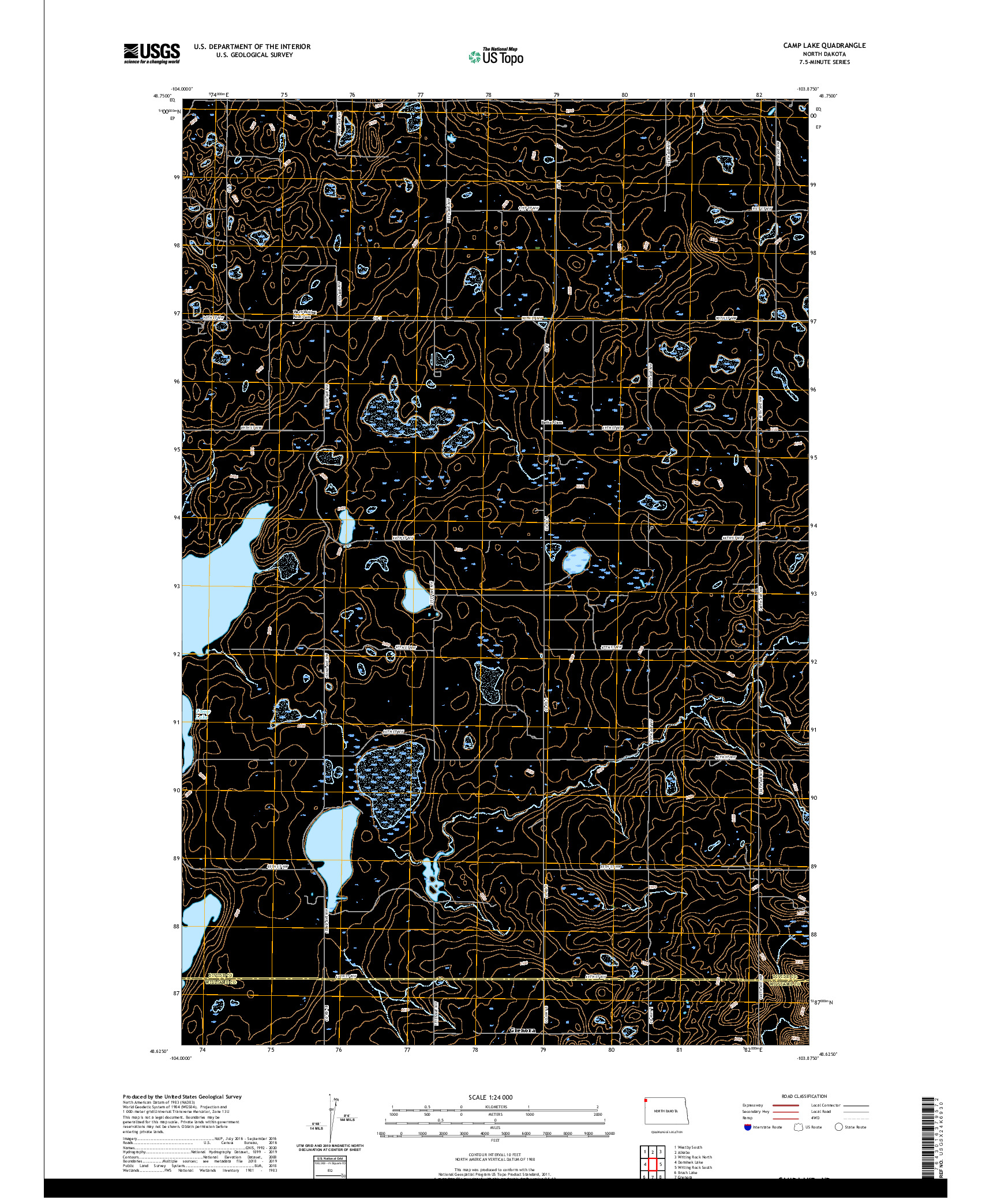 USGS US TOPO 7.5-MINUTE MAP FOR CAMP LAKE, ND 2020