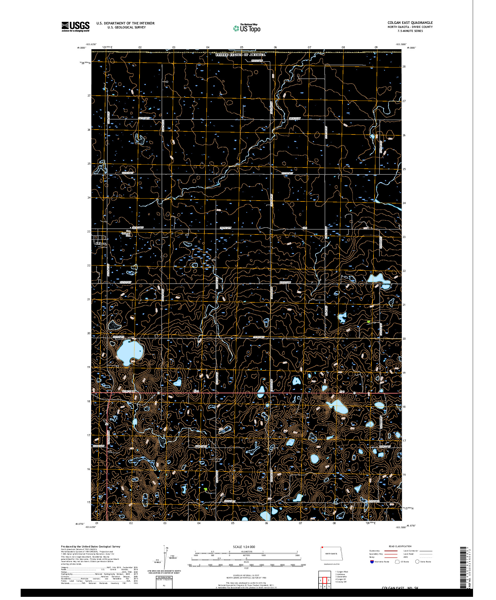 USGS US TOPO 7.5-MINUTE MAP FOR COLGAN EAST, ND,SK 2020