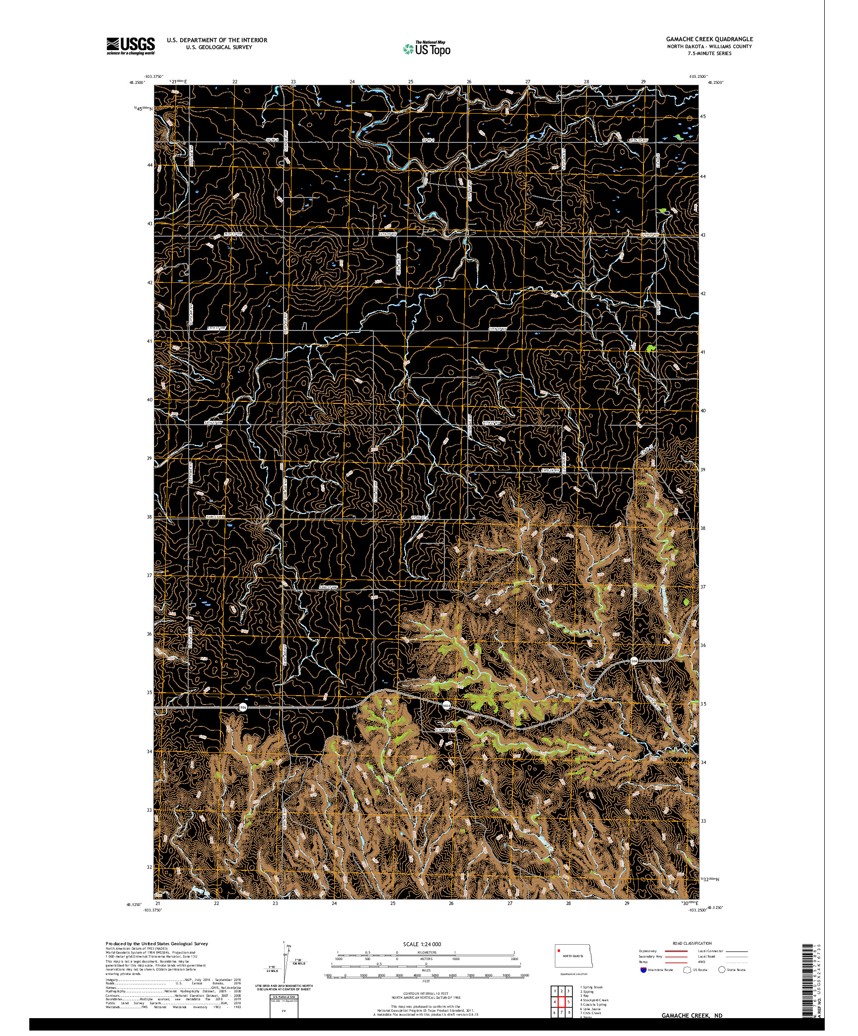 USGS US TOPO 7.5-MINUTE MAP FOR GAMACHE CREEK, ND 2020