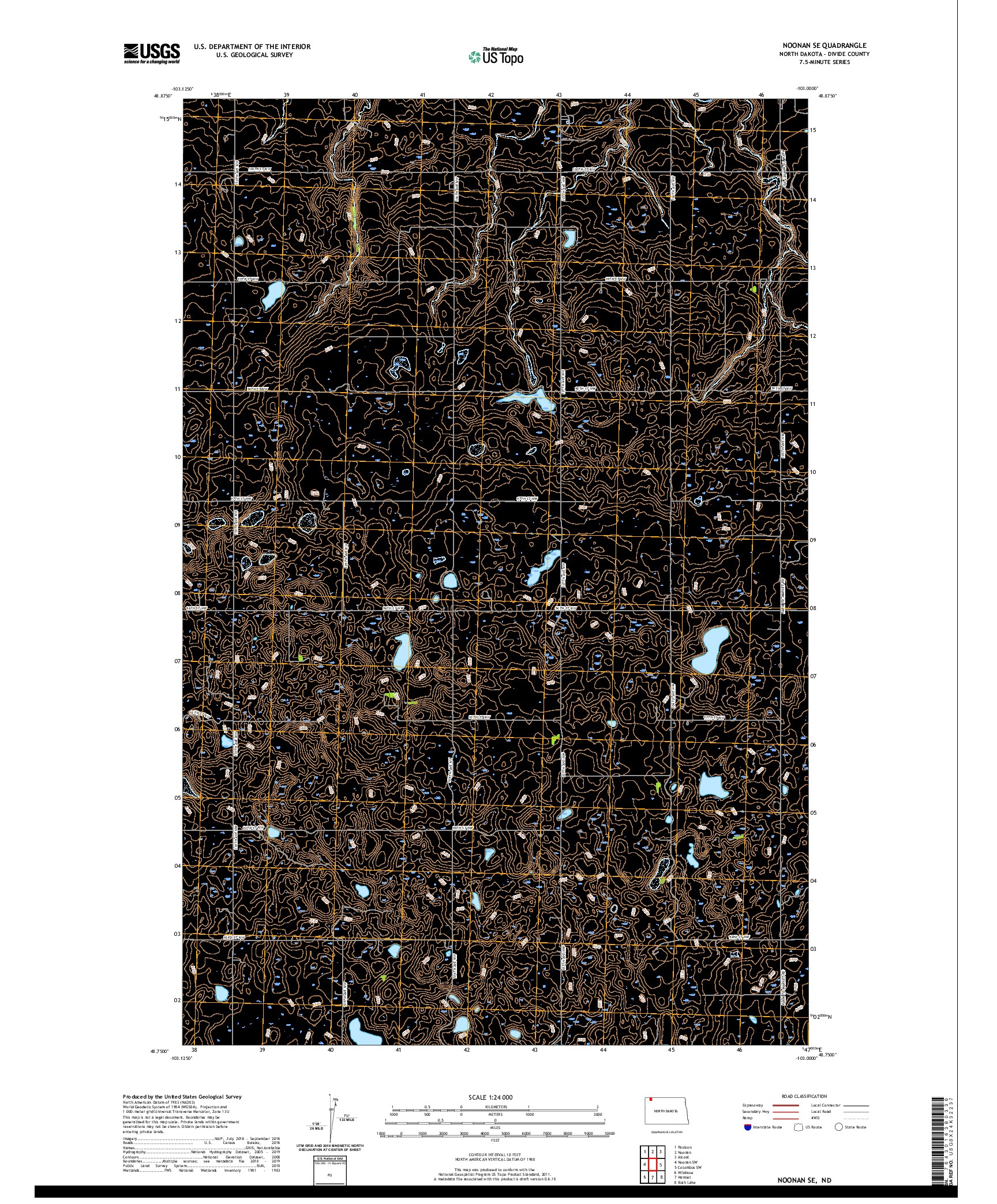 USGS US TOPO 7.5-MINUTE MAP FOR NOONAN SE, ND 2020