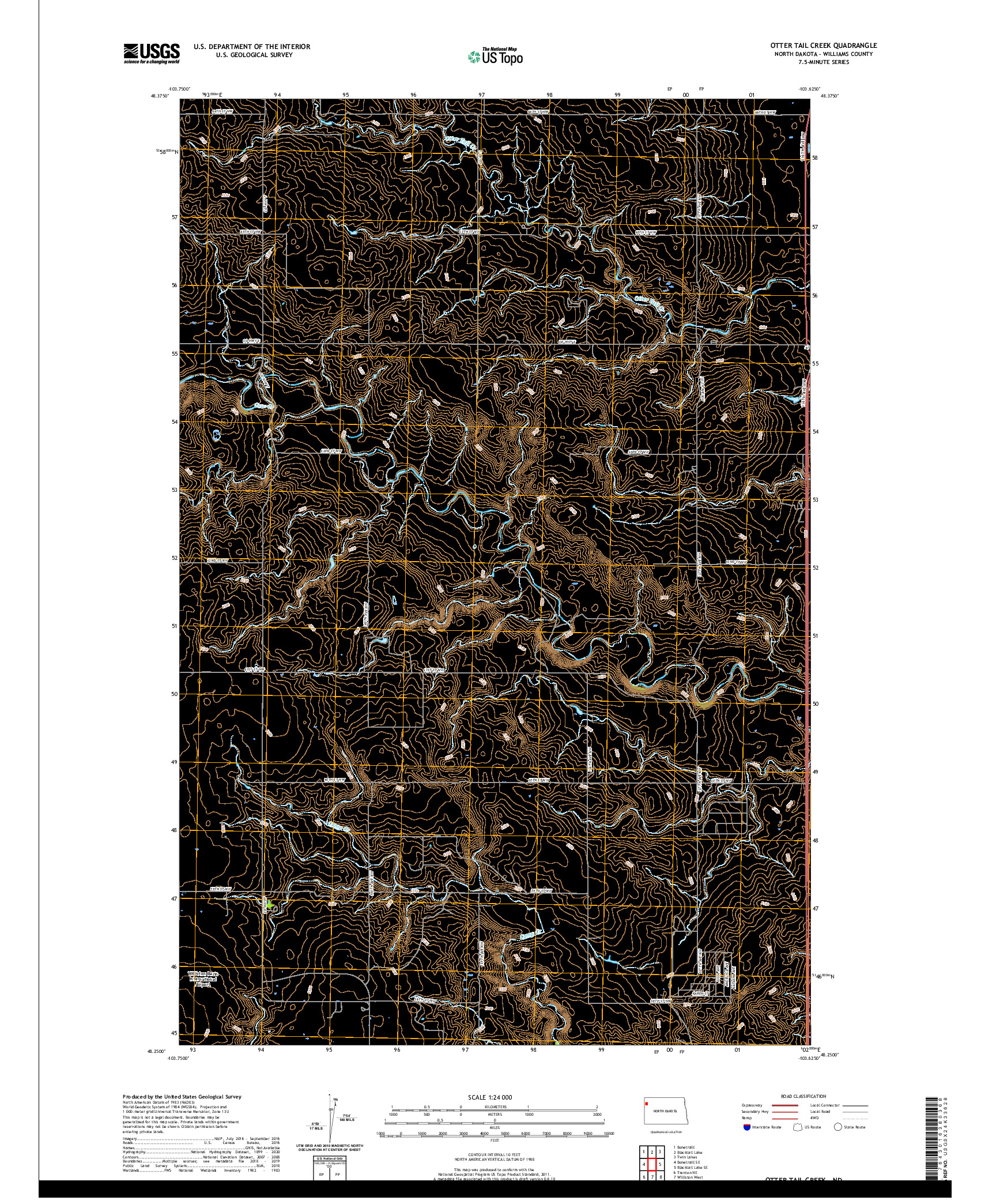 USGS US TOPO 7.5-MINUTE MAP FOR OTTER TAIL CREEK, ND 2020