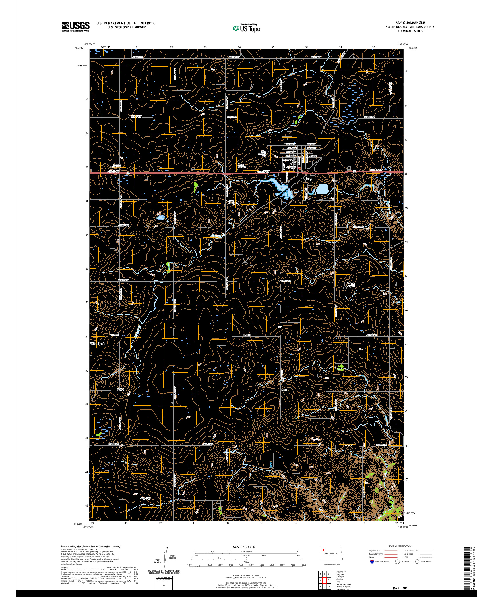 USGS US TOPO 7.5-MINUTE MAP FOR RAY, ND 2020