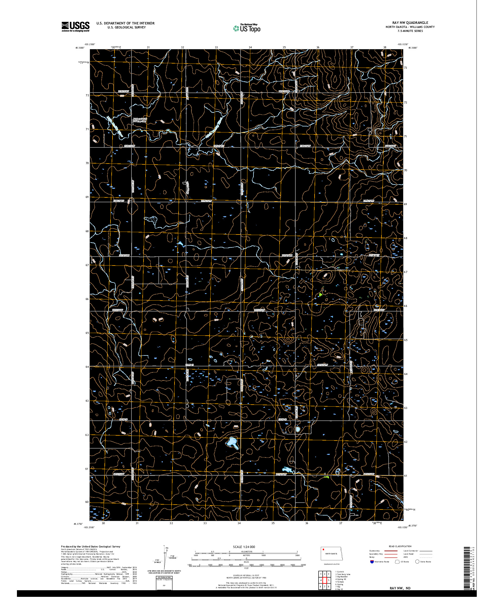 USGS US TOPO 7.5-MINUTE MAP FOR RAY NW, ND 2020