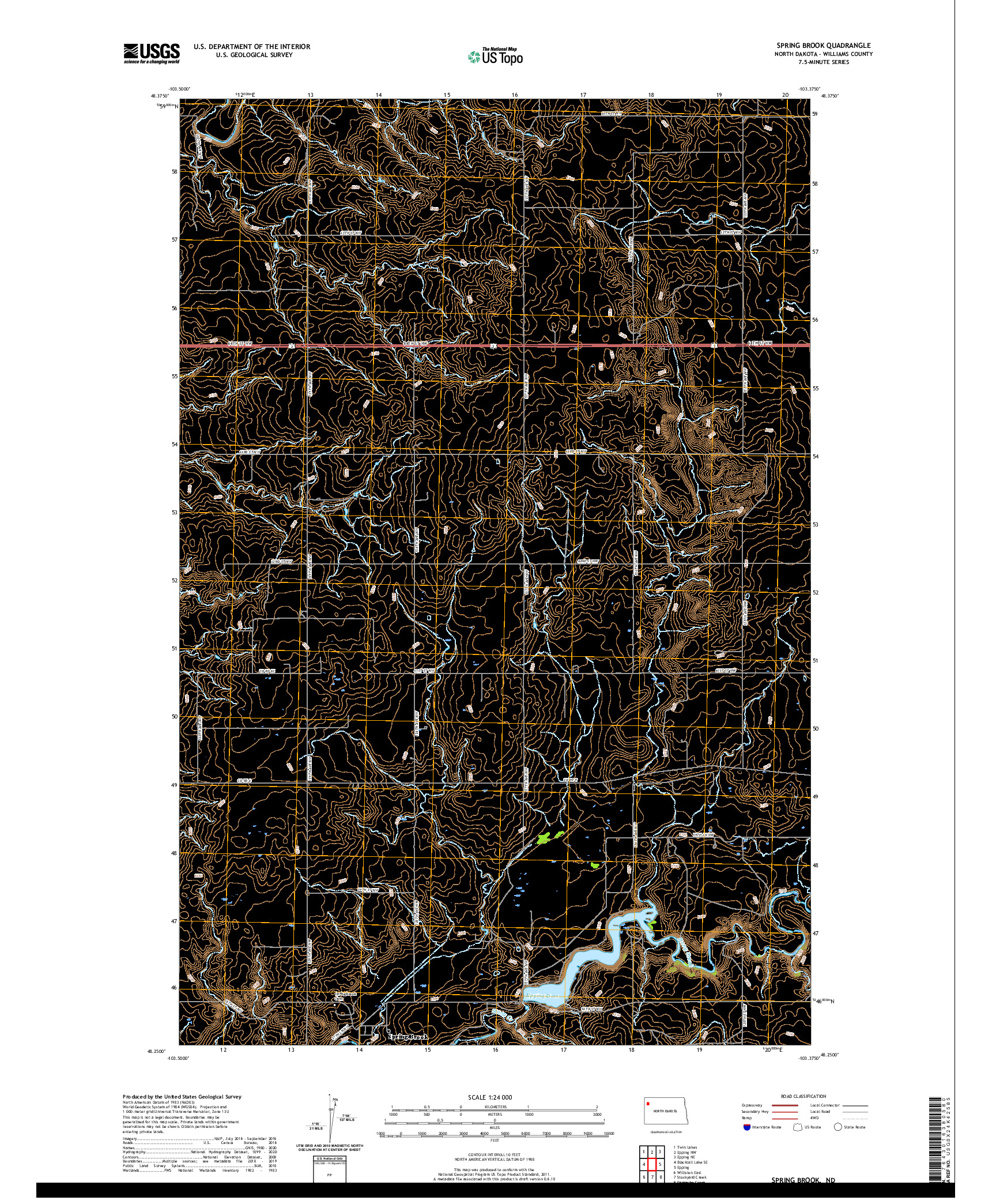 USGS US TOPO 7.5-MINUTE MAP FOR SPRING BROOK, ND 2020