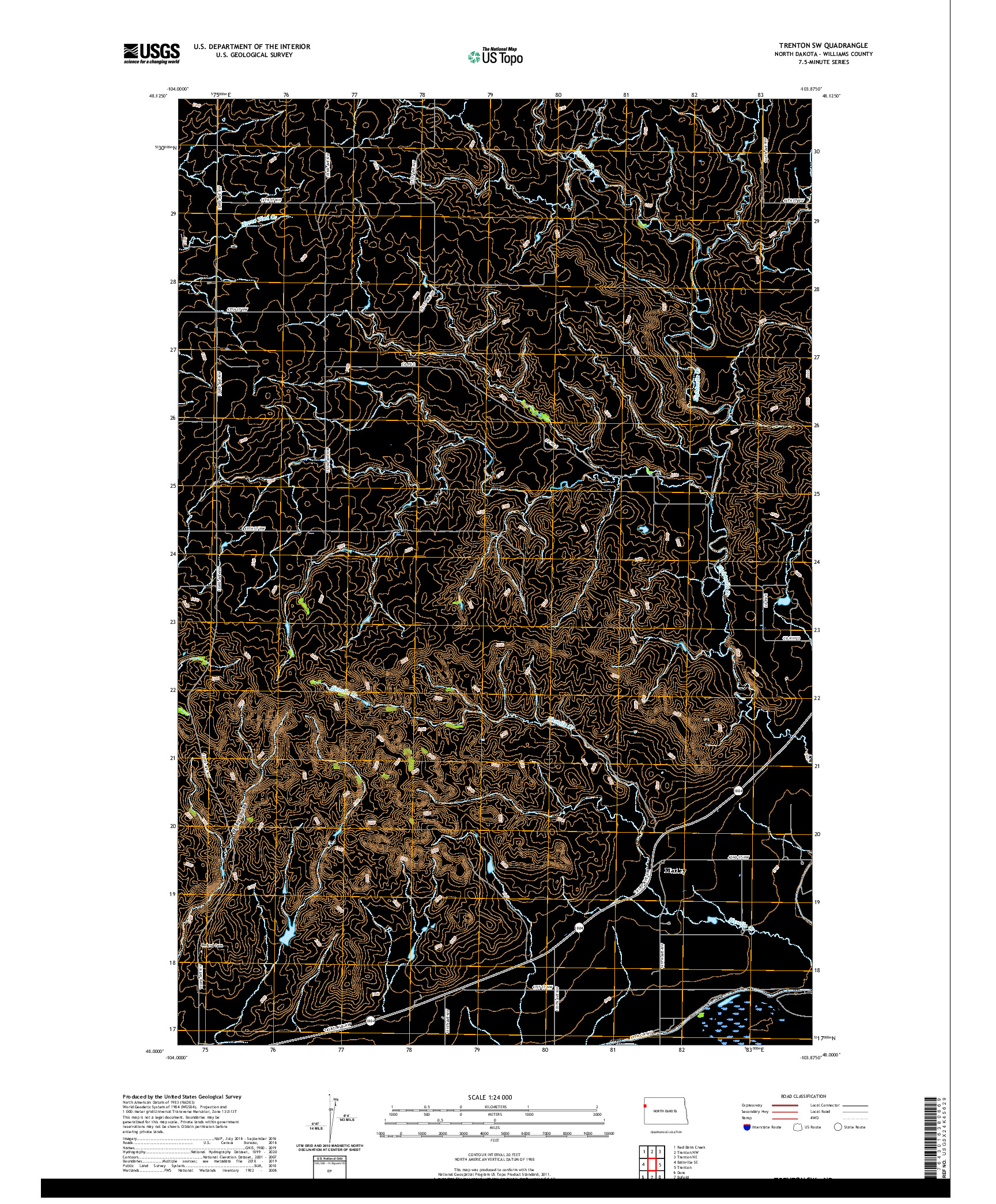 USGS US TOPO 7.5-MINUTE MAP FOR TRENTON SW, ND 2020