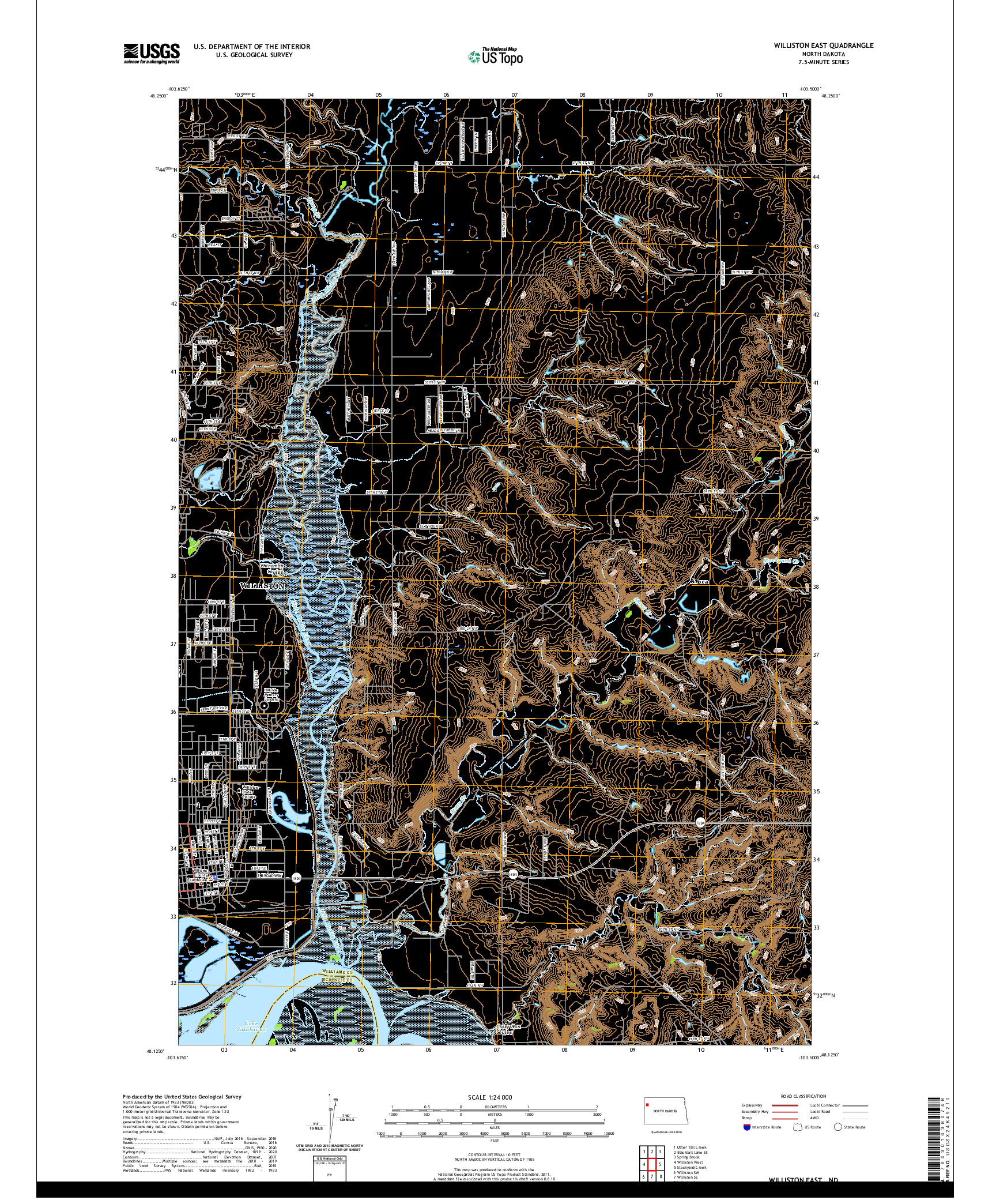 USGS US TOPO 7.5-MINUTE MAP FOR WILLISTON EAST, ND 2020