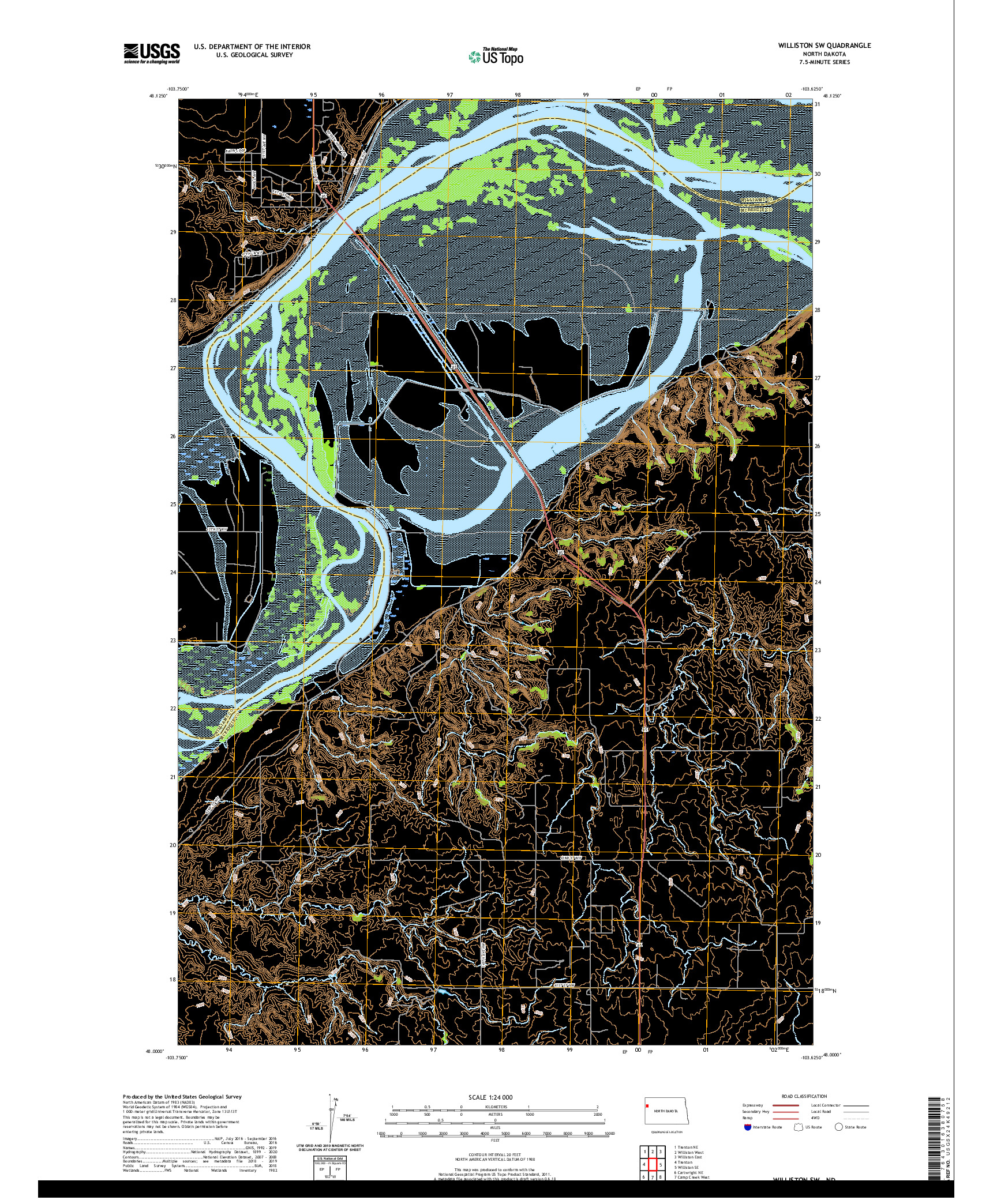 USGS US TOPO 7.5-MINUTE MAP FOR WILLISTON SW, ND 2020