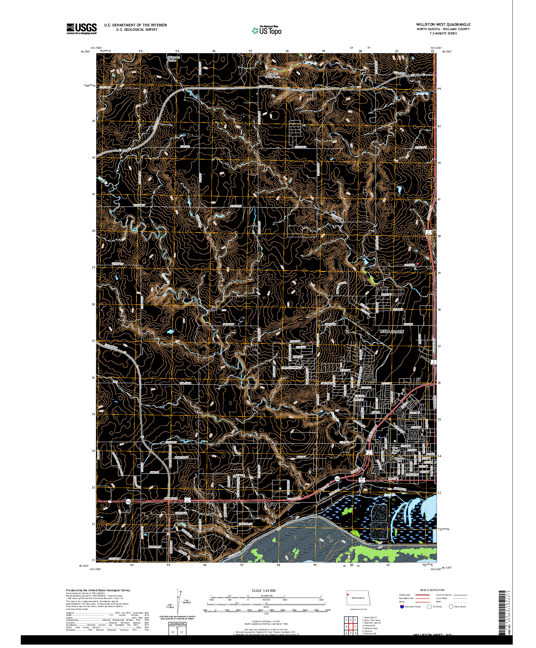 USGS US TOPO 7.5-MINUTE MAP FOR WILLISTON WEST, ND 2020